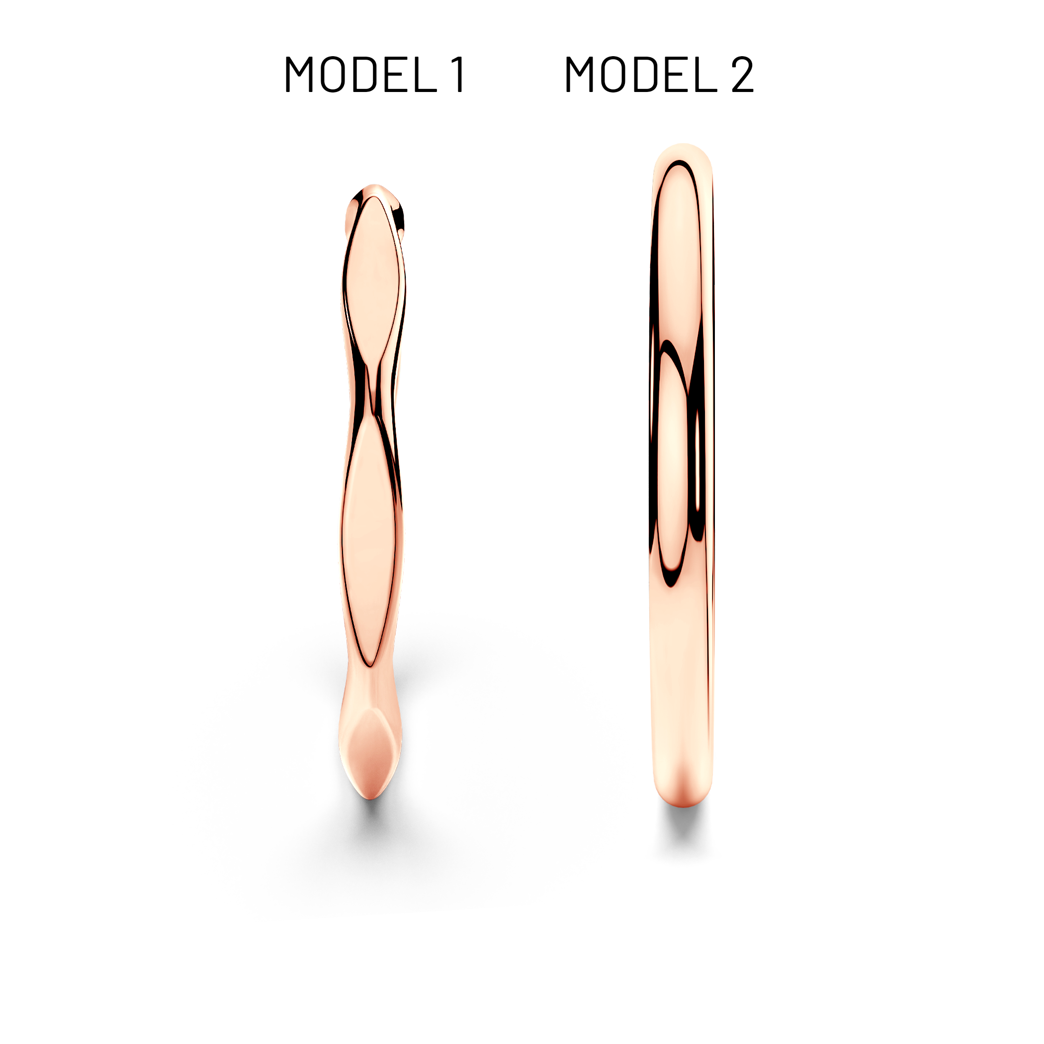 Partnerringe Sign of Love®: Roségold, flach 1,9 mm und rund 1,7 mm