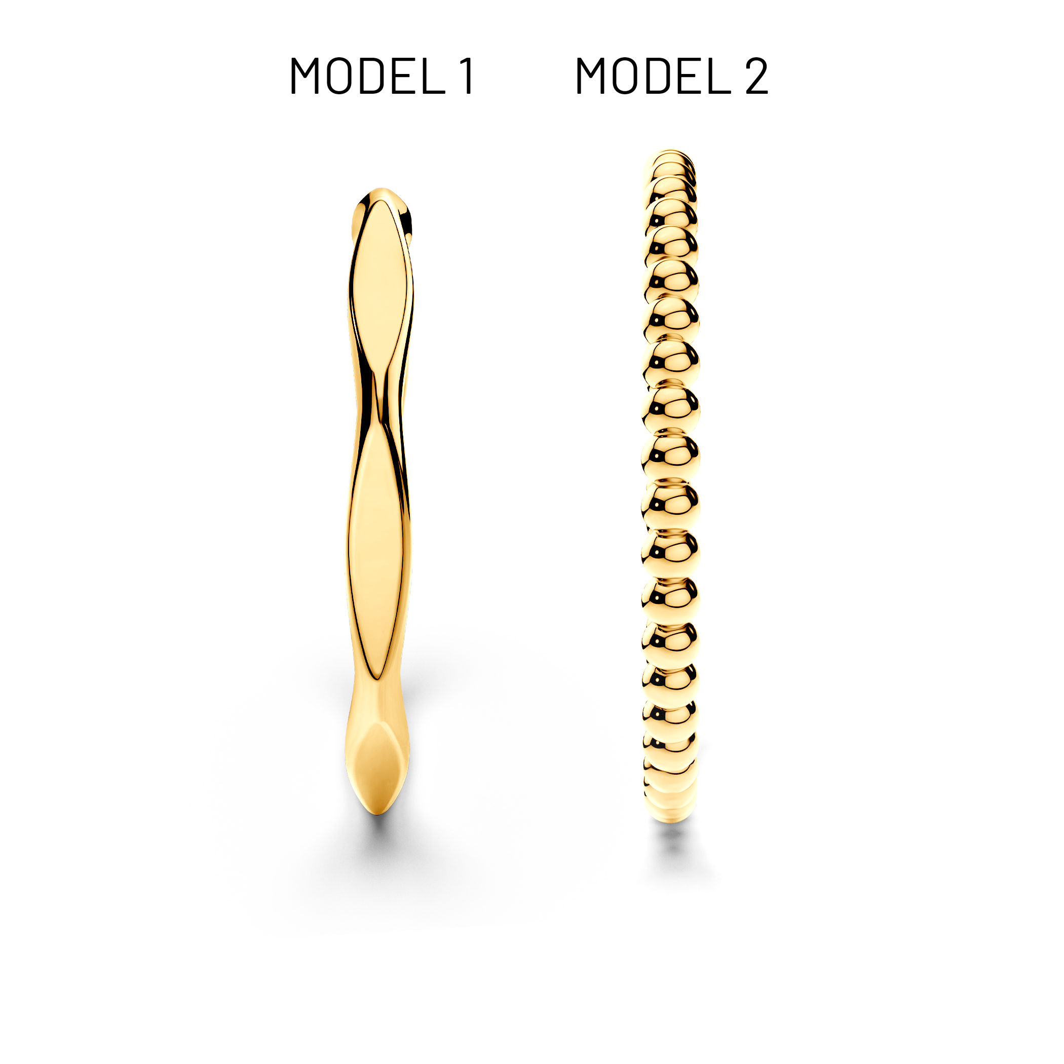 Obrączki partnerskie Sign of Love®: złote, płaska 1,9mm i okrągła 1,3mm