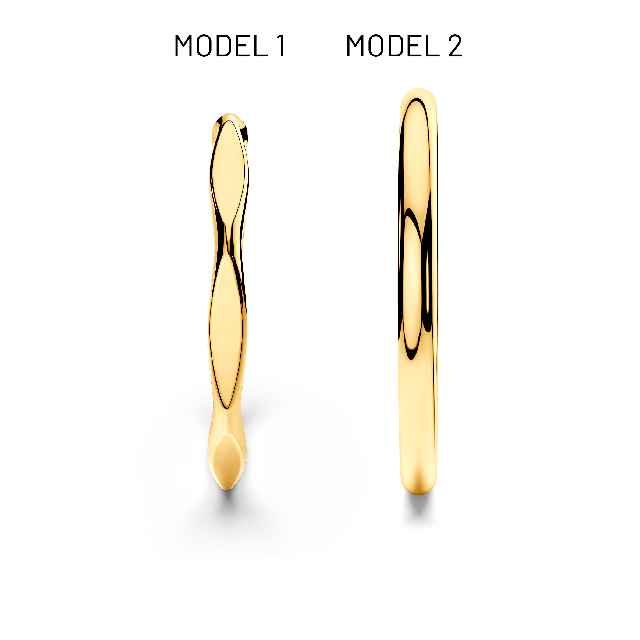 Obrączki partnerskie Sign of Love®: złote, płaska 1,9mm i okrągła 1,7mm