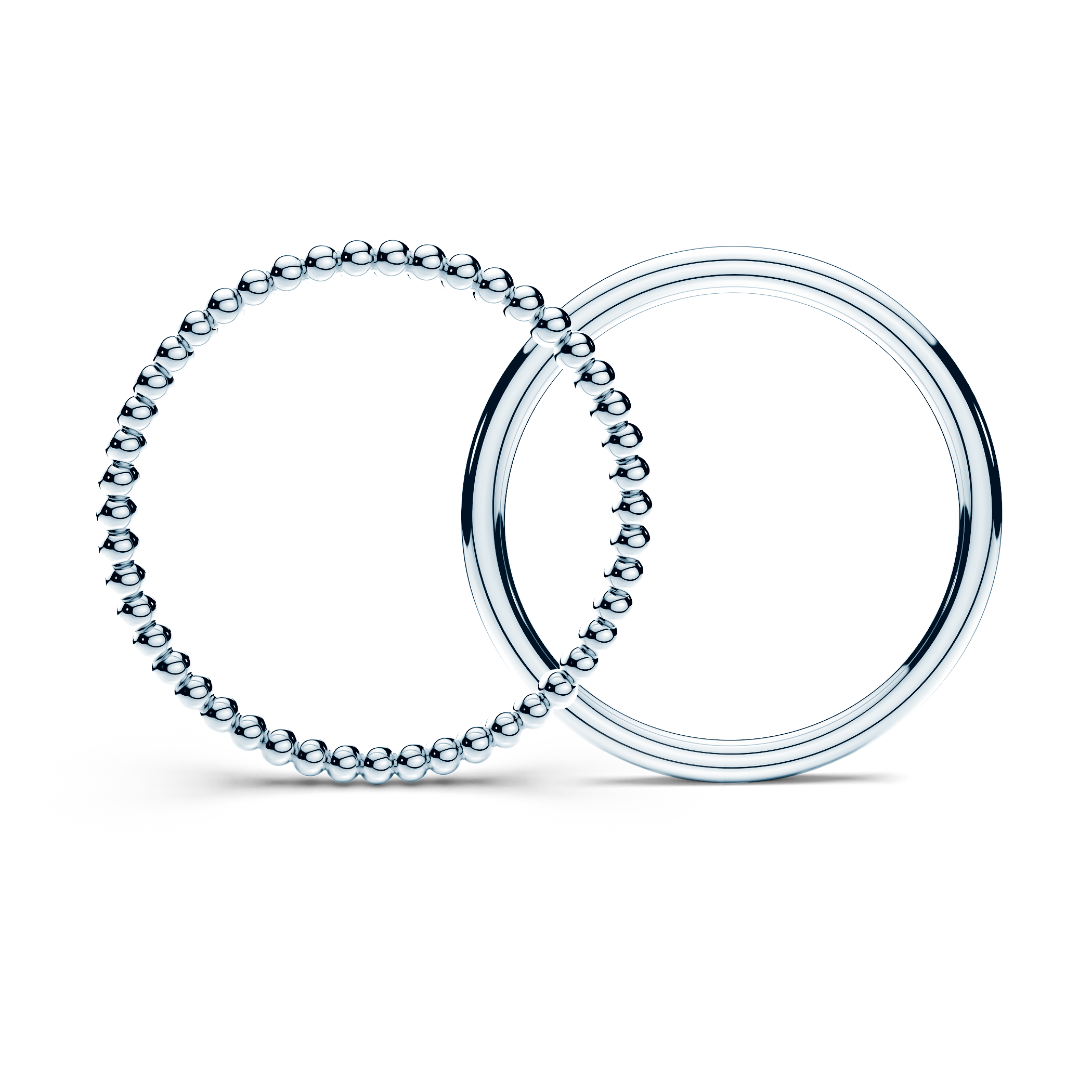 Partnerringe Sign of Love®: Weißgold, rund 1,3 mm und rund 1,7 mm