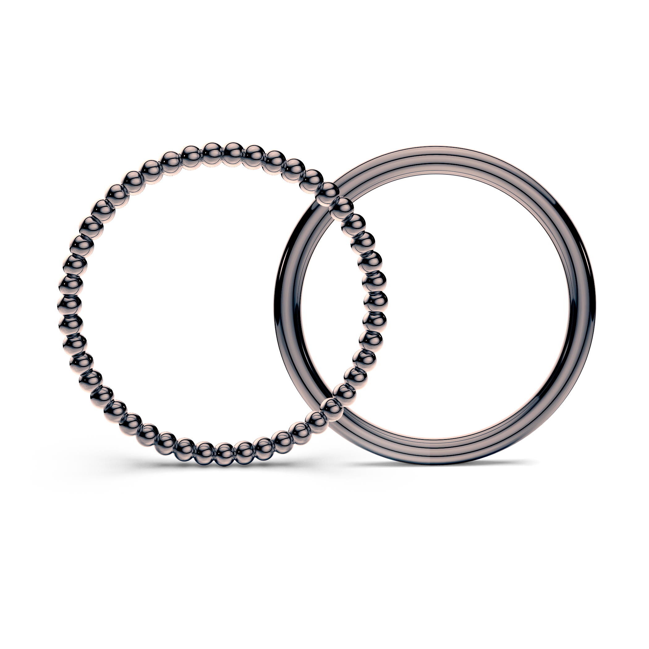 Partnerringe Sign of Love®: schwarzes Gold, rund 1,3 mm und rund 1,7 mm