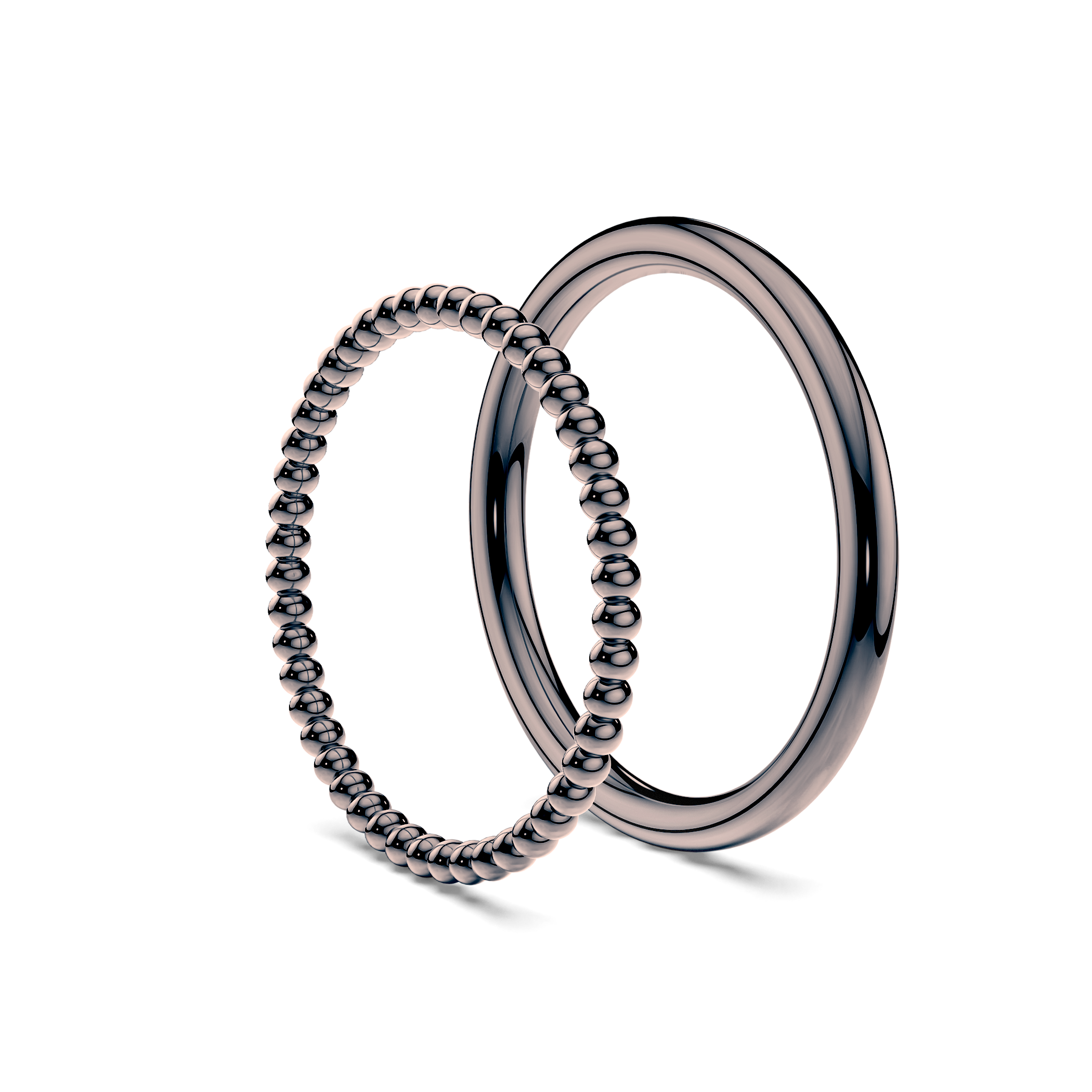 Partnerringe Sign of Love®: schwarzes Gold, rund 1,3 mm und rund 1,7 mm