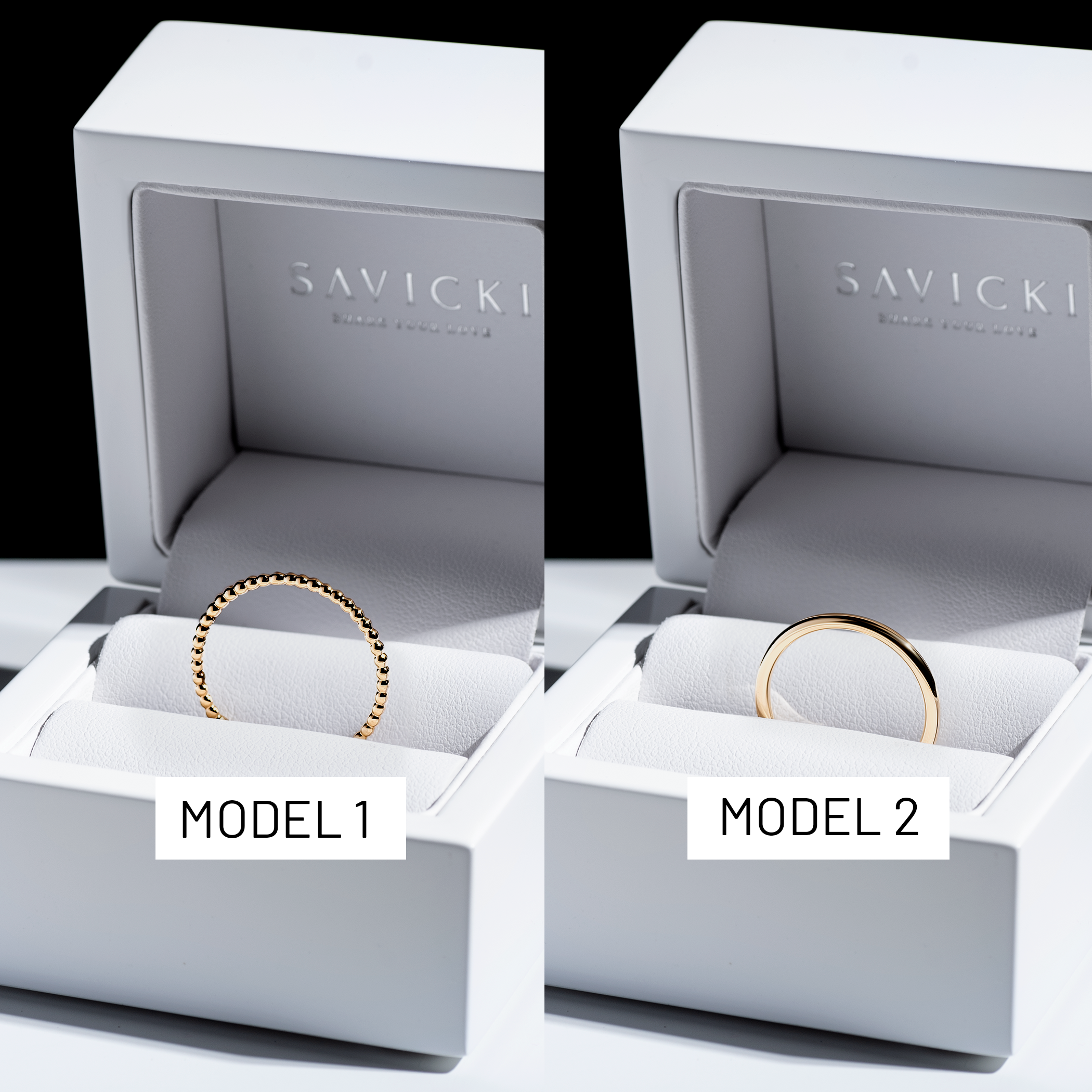 Obrączki partnerskie Sign of Love®: złote, okrągła 1,3mm i okrągła 1,7mm