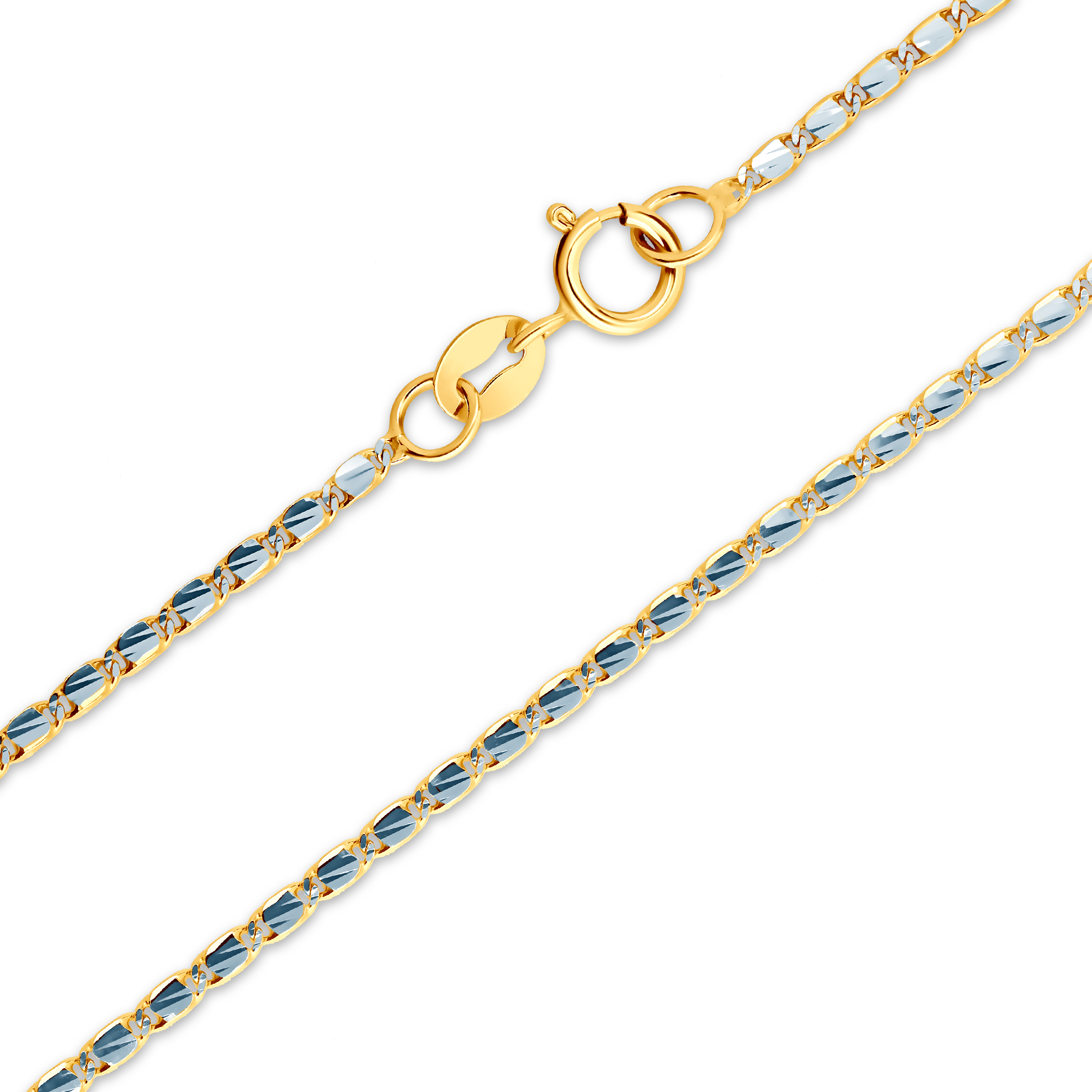 Łańcuszek Savicki 1,6mm: dwukolorowe złoto 585, blaszki