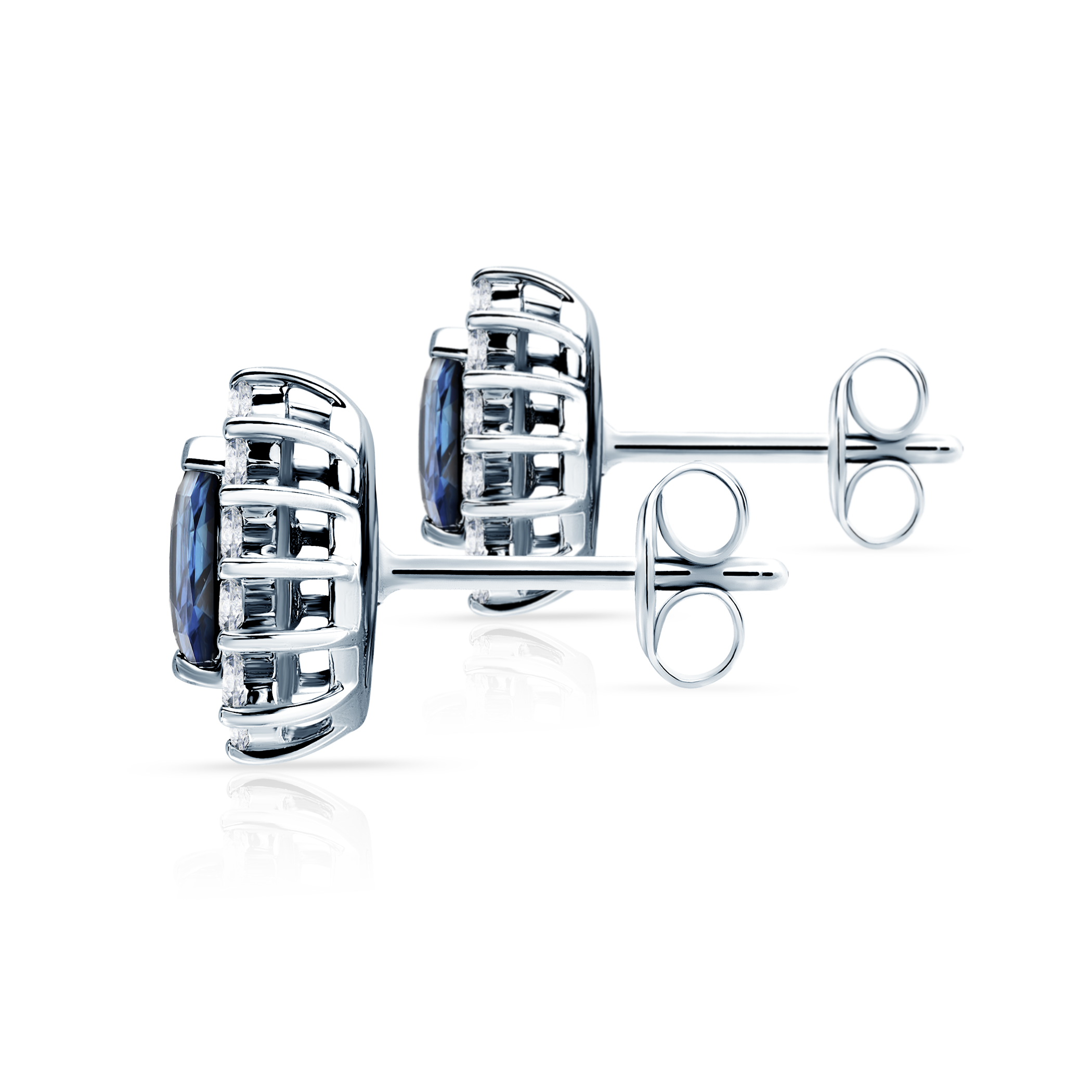 Kolczyki łezki Savicki: białe złoto, niebieskie szafiry, diamenty