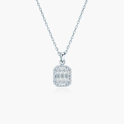 Naszyjnik z białego złota 585 z białymi diamentami 0.33ct 43 cm