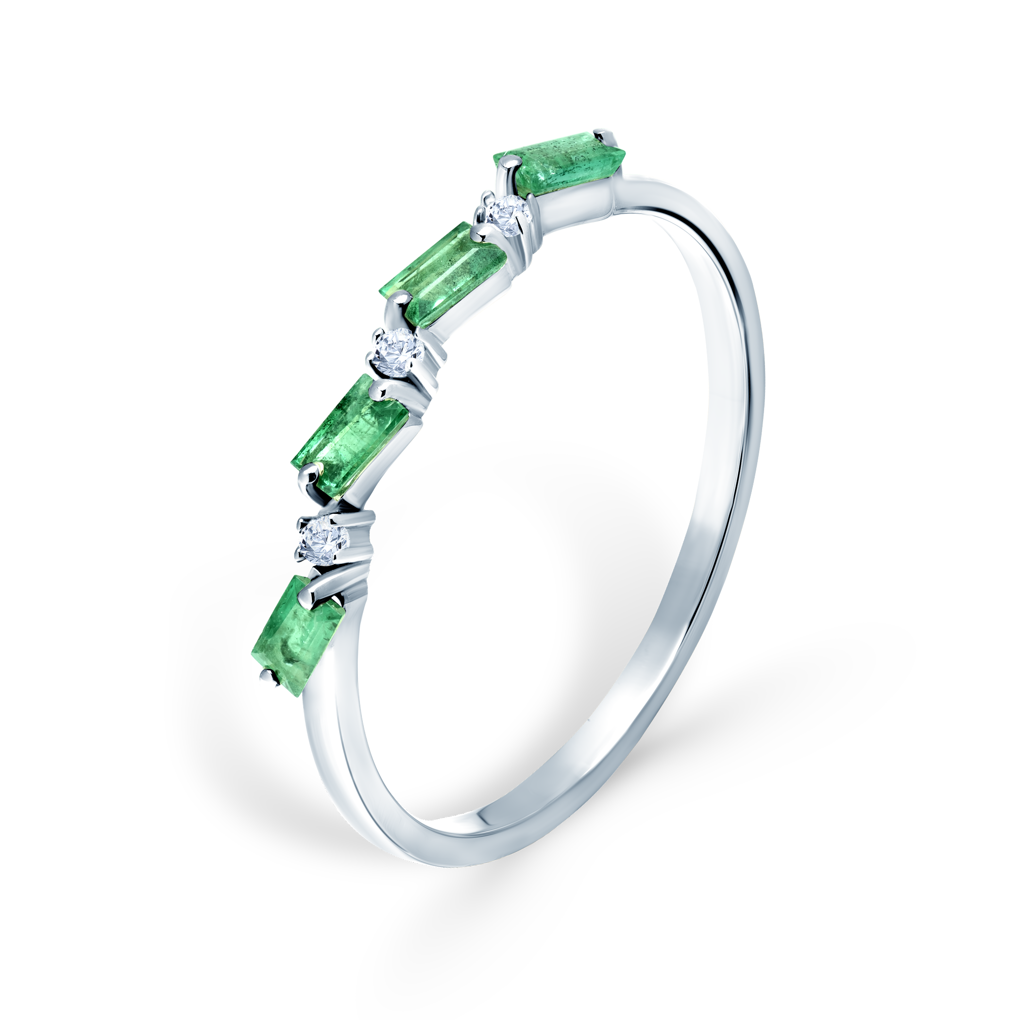 Pierścionek zaręczynowy SAVICKI: białe złoto, szmaragd