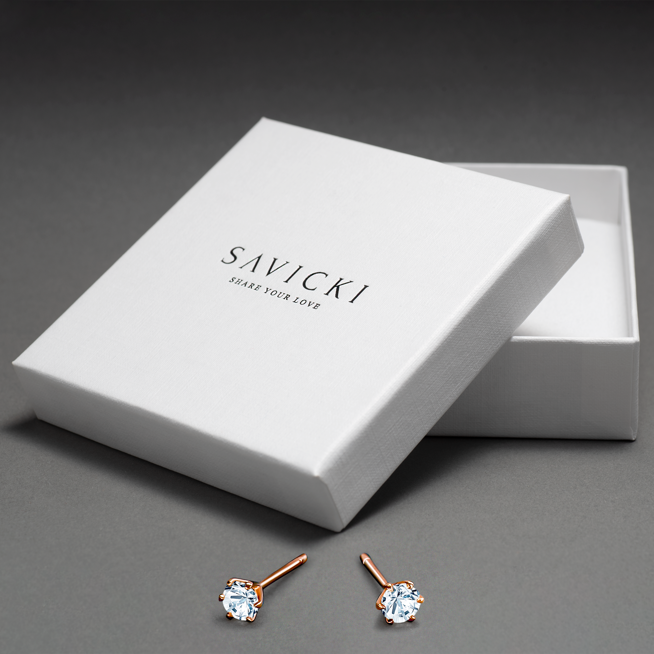 Kolczyki SAVICKI: różowe złoto, diamenty - 6