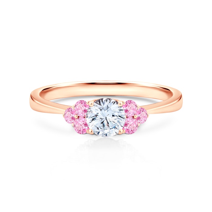 Pierścionek zaręczynowy Fairytale: różowe złoto, biały szafir