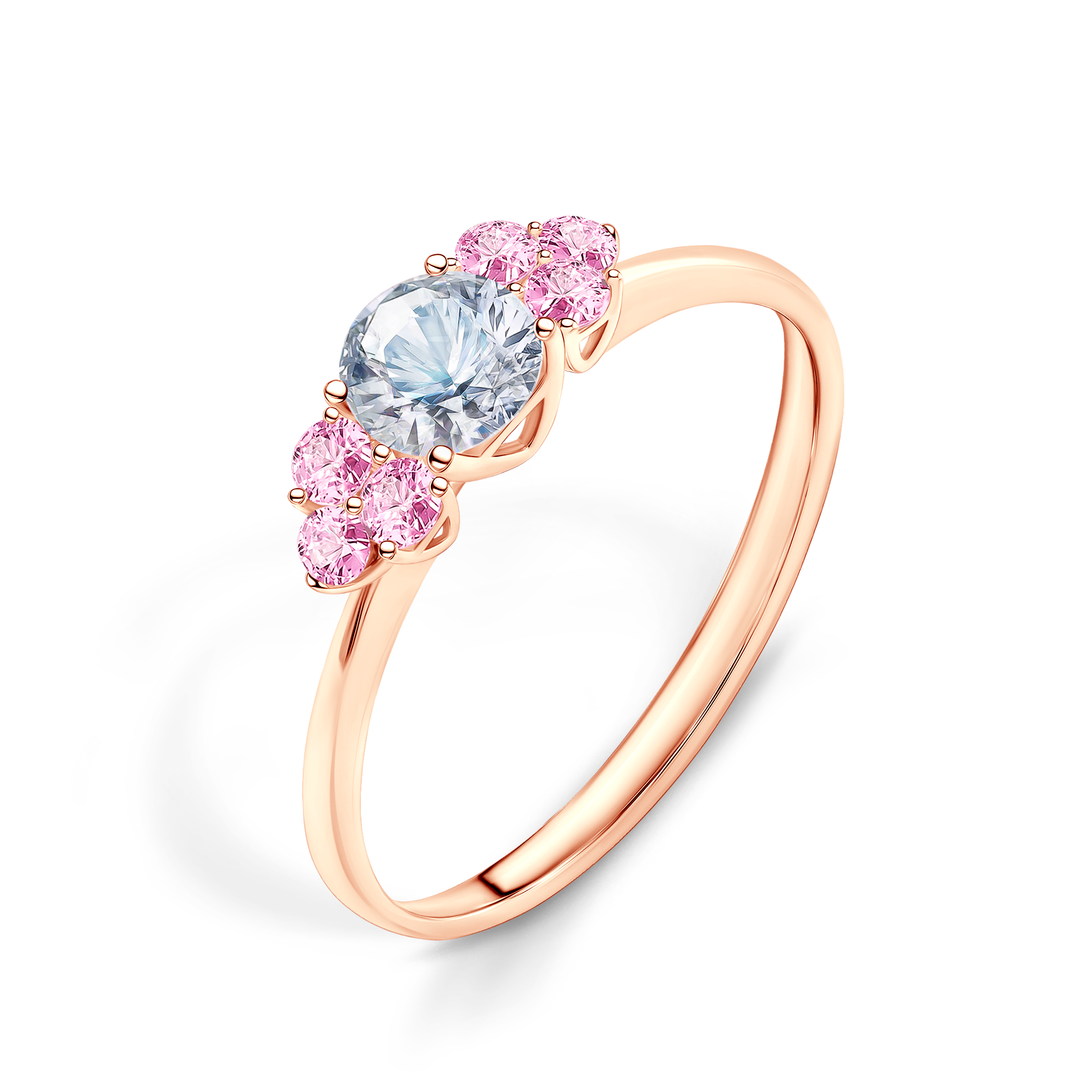 Pierścionek zaręczynowy Fairytale: różowe złoto, biały szafir