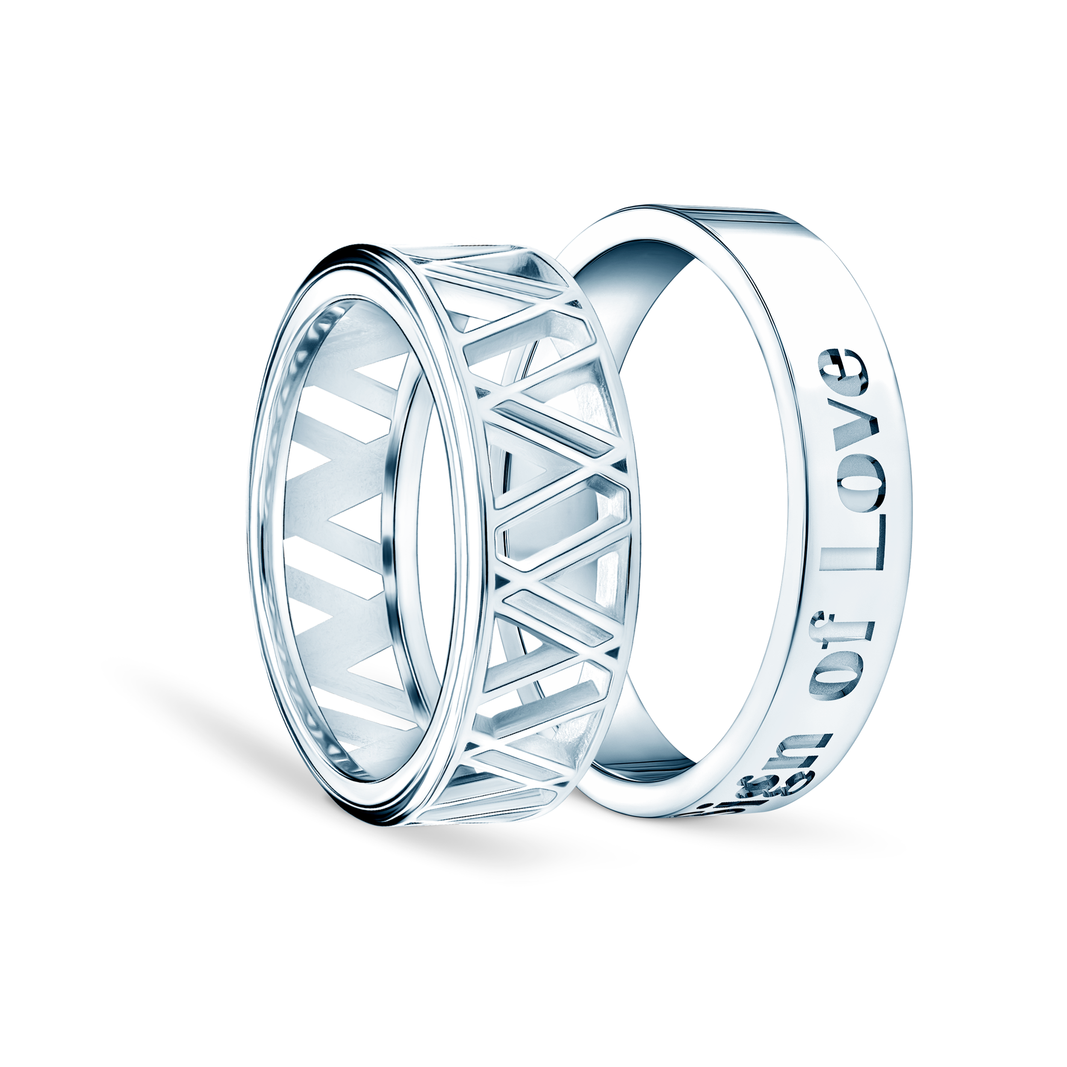 Obrączki partnerskie Sign of Love®: białe złoto, płaska 5,5mm i płaska 4mm