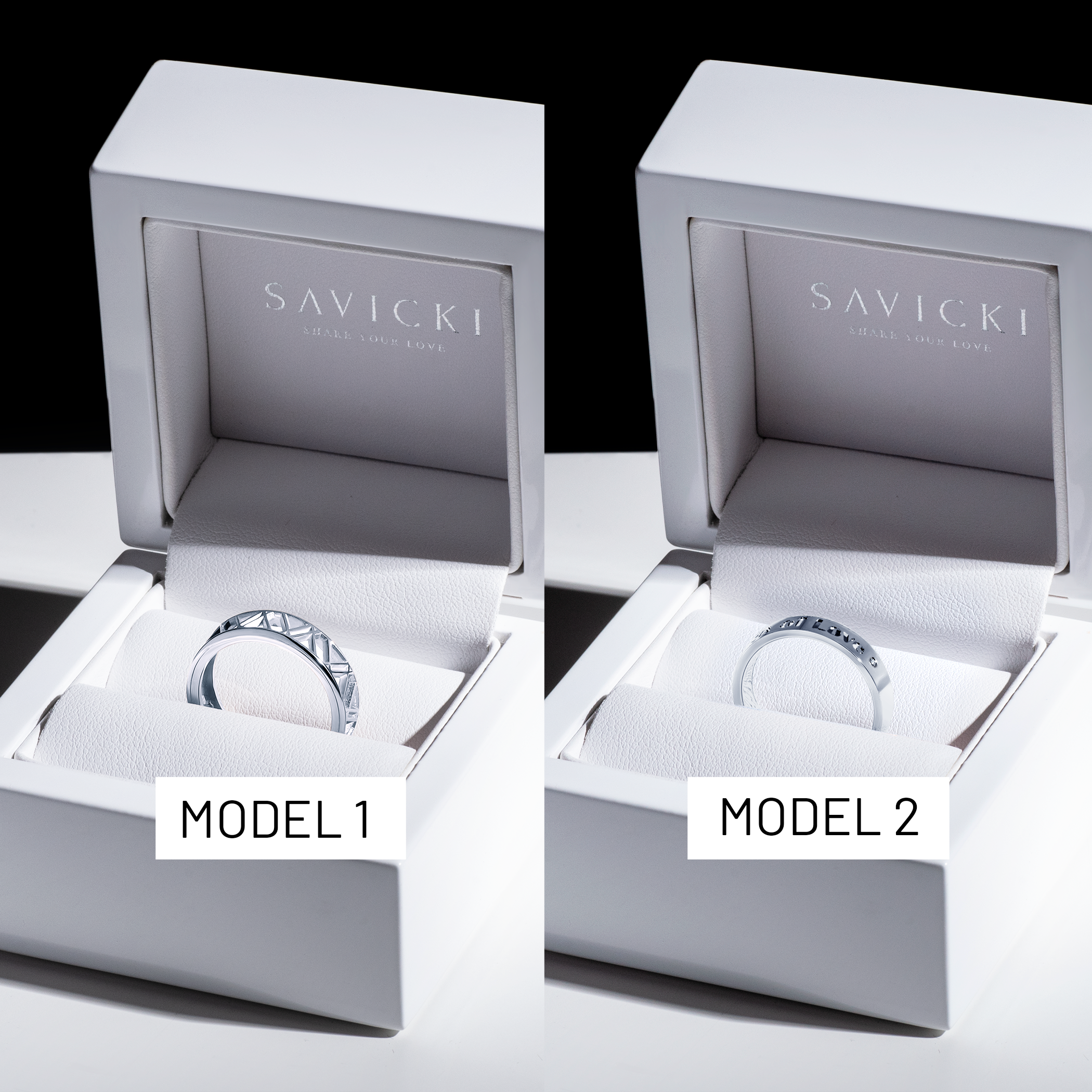 Obrączki partnerskie Sign of Love®: białe złoto, diament, płaska 5,5mm i płaska 4mm