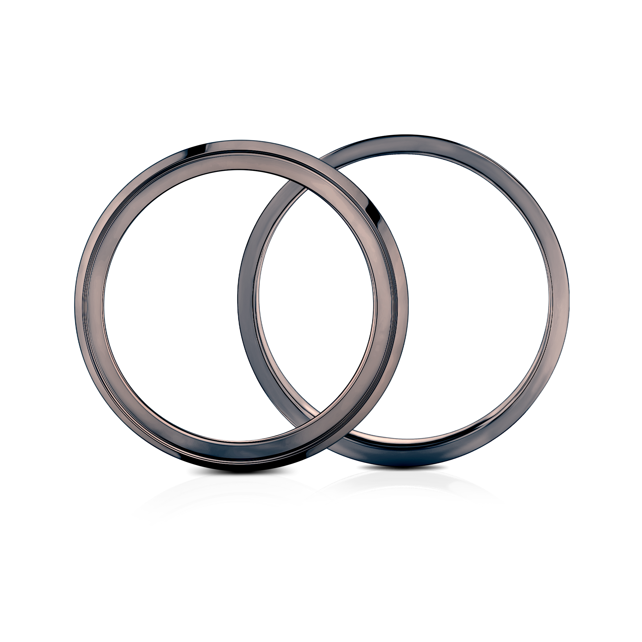 Partnerringe Sign of Love®: schwarzes Gold, flach 5,5 mm und flach 4 mm