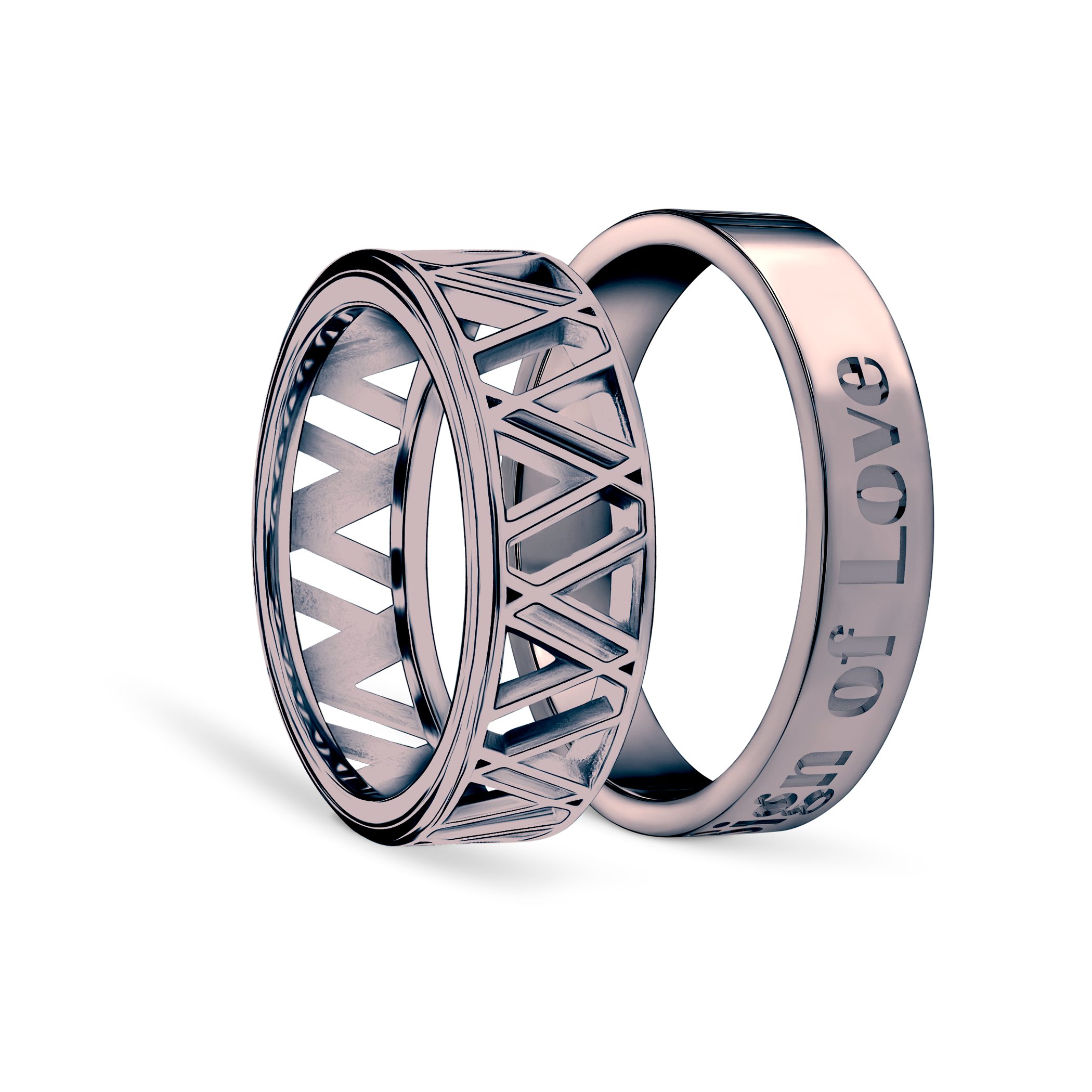 Partnerringe Sign of Love®: schwarzes Gold, flach 5,5 mm und flach 4 mm