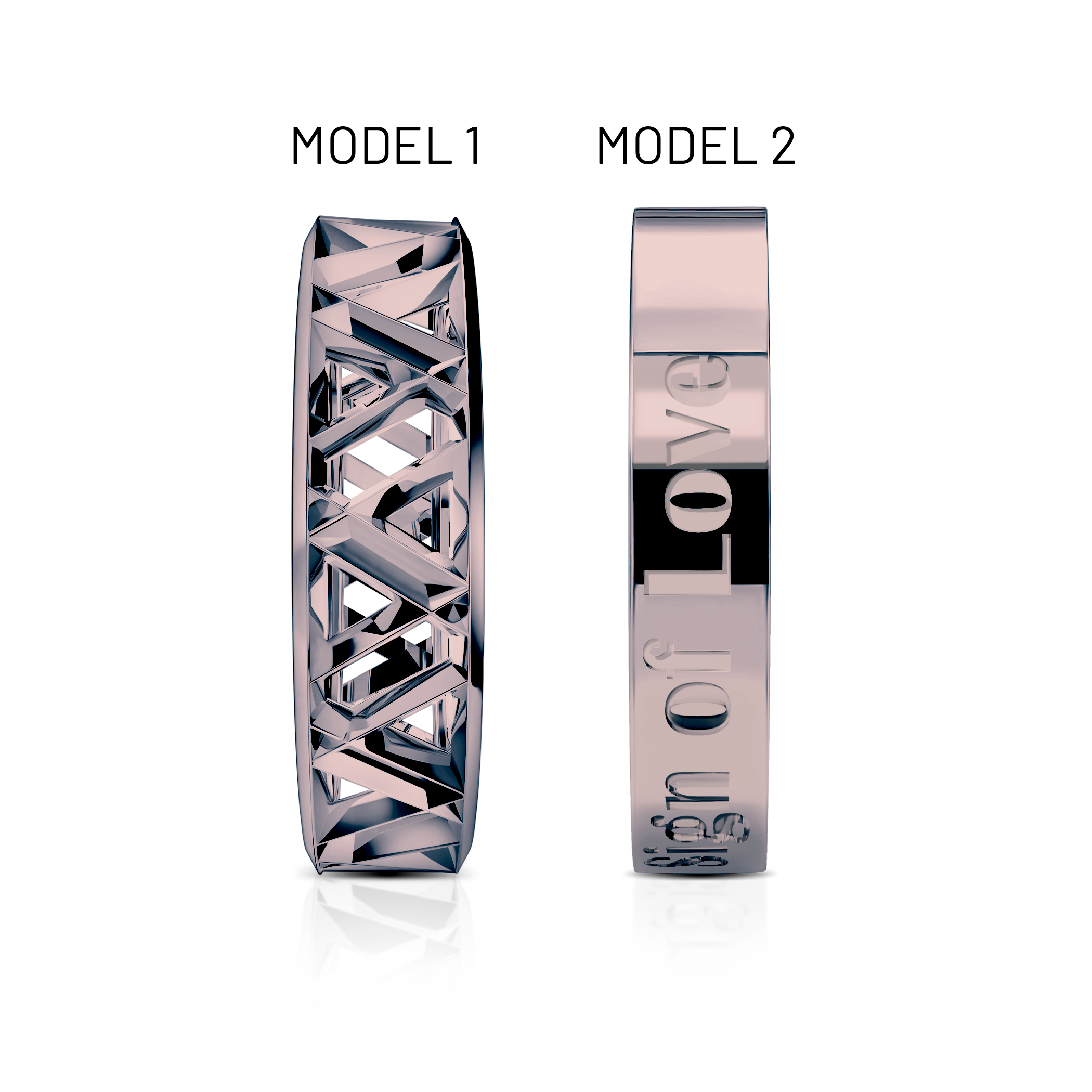 Partnerringe Sign of Love®: schwarzes Gold, flach 5,5 mm und flach 4 mm