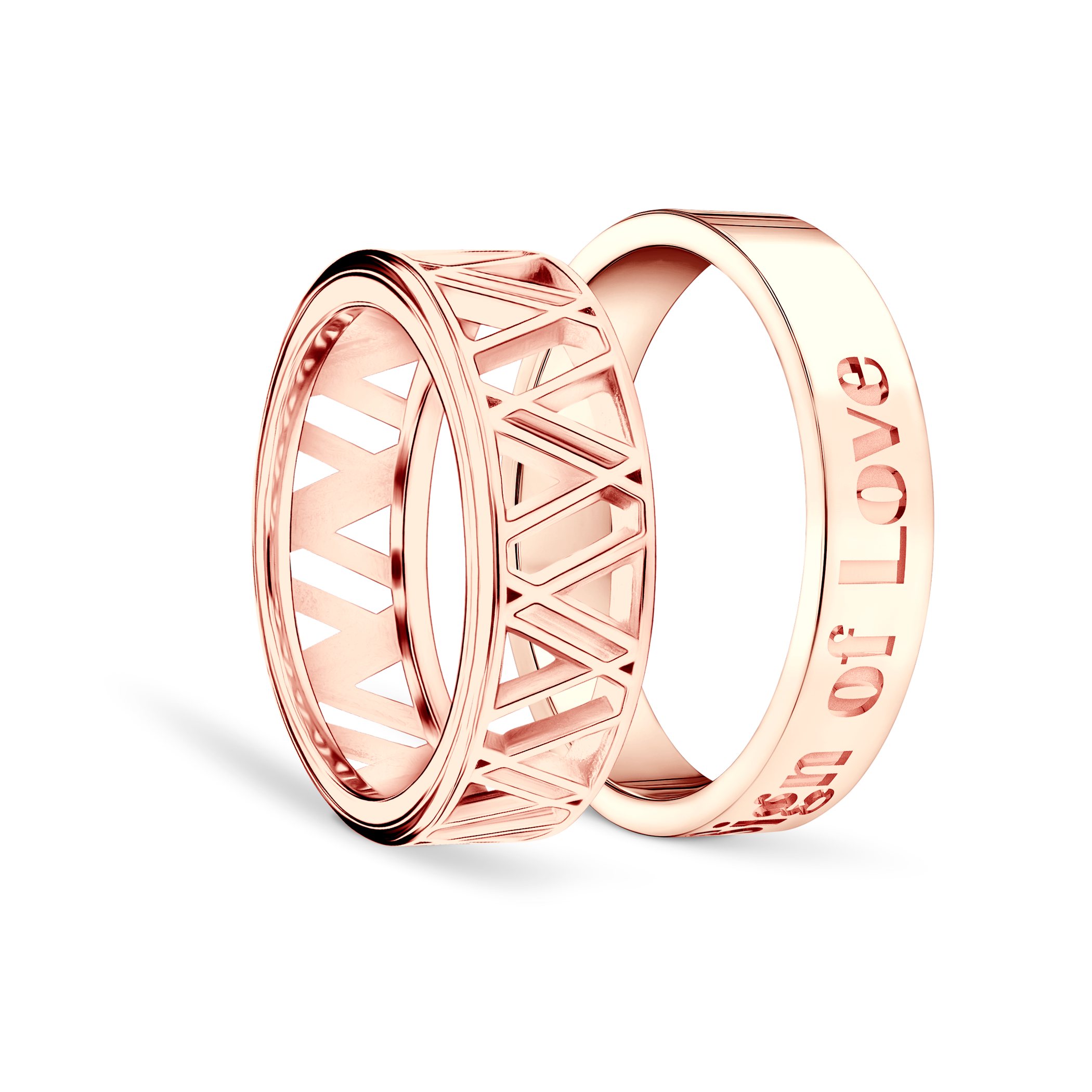 Partnerringe Sign of Love®: Roségold, flach 5,5 mm und flach 4 mm