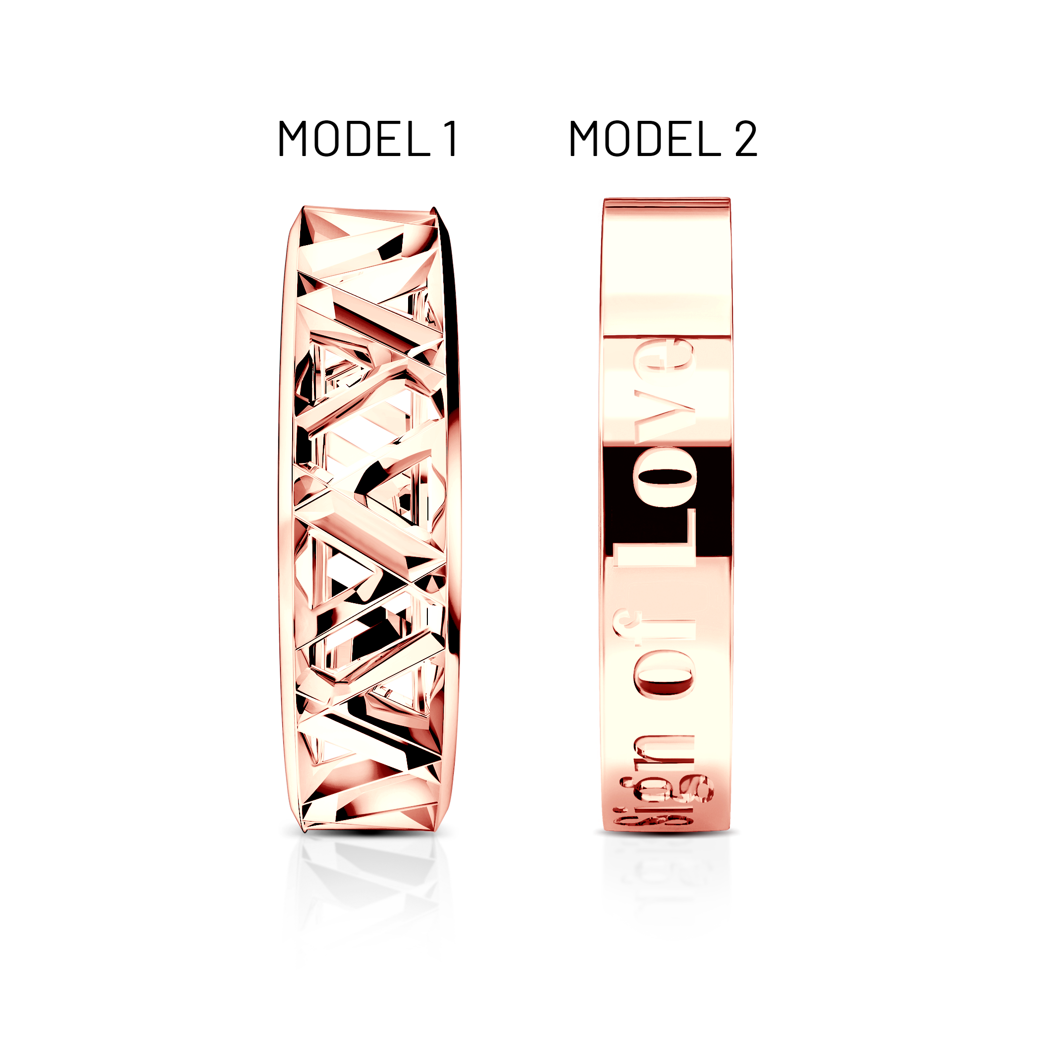 Partnerringe Sign of Love®: Roségold, flach 5,5 mm und flach 4 mm