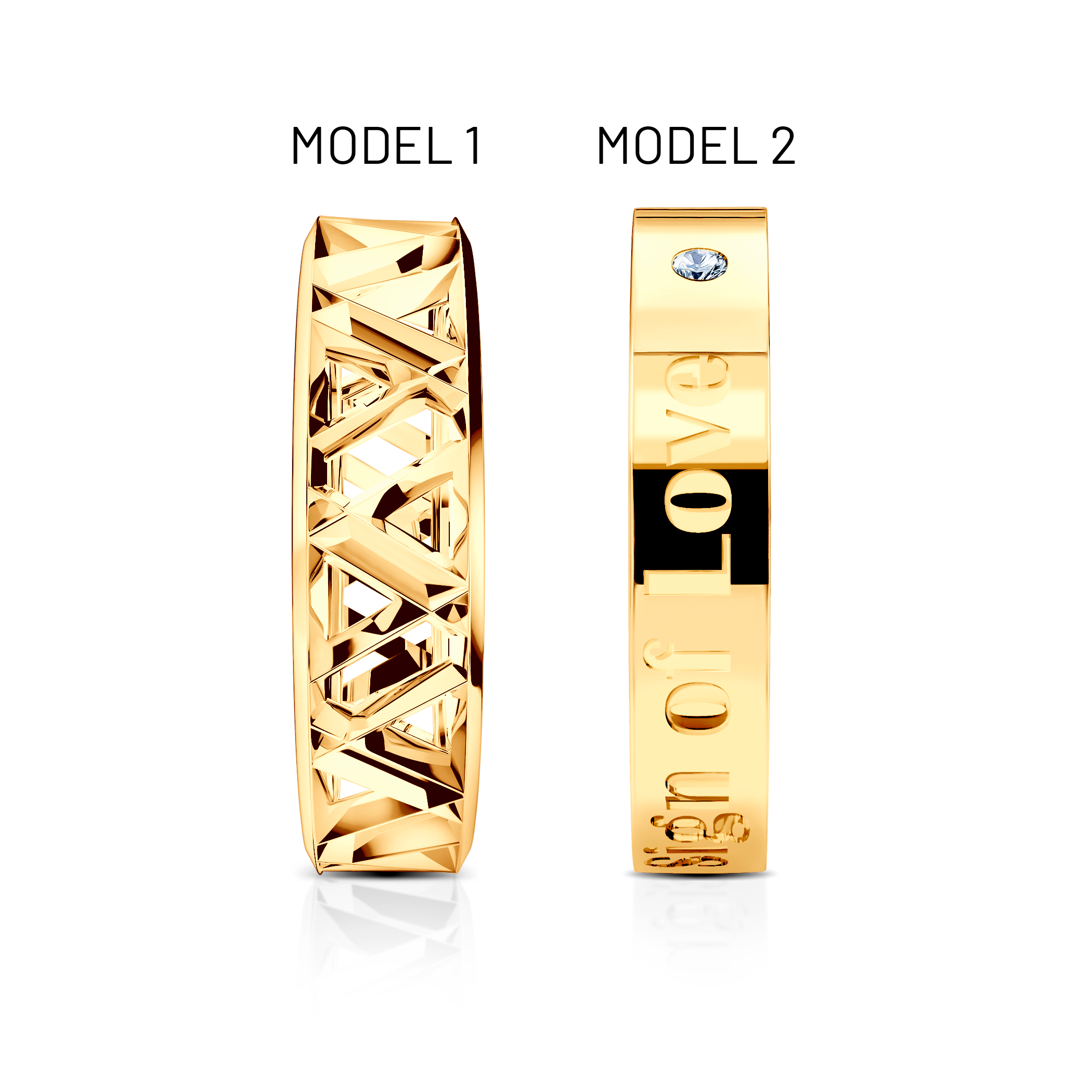 Obrączki partnerskie Sign of Love®: złote, diament, płaska 5,5mm i płaska 4mm - 5