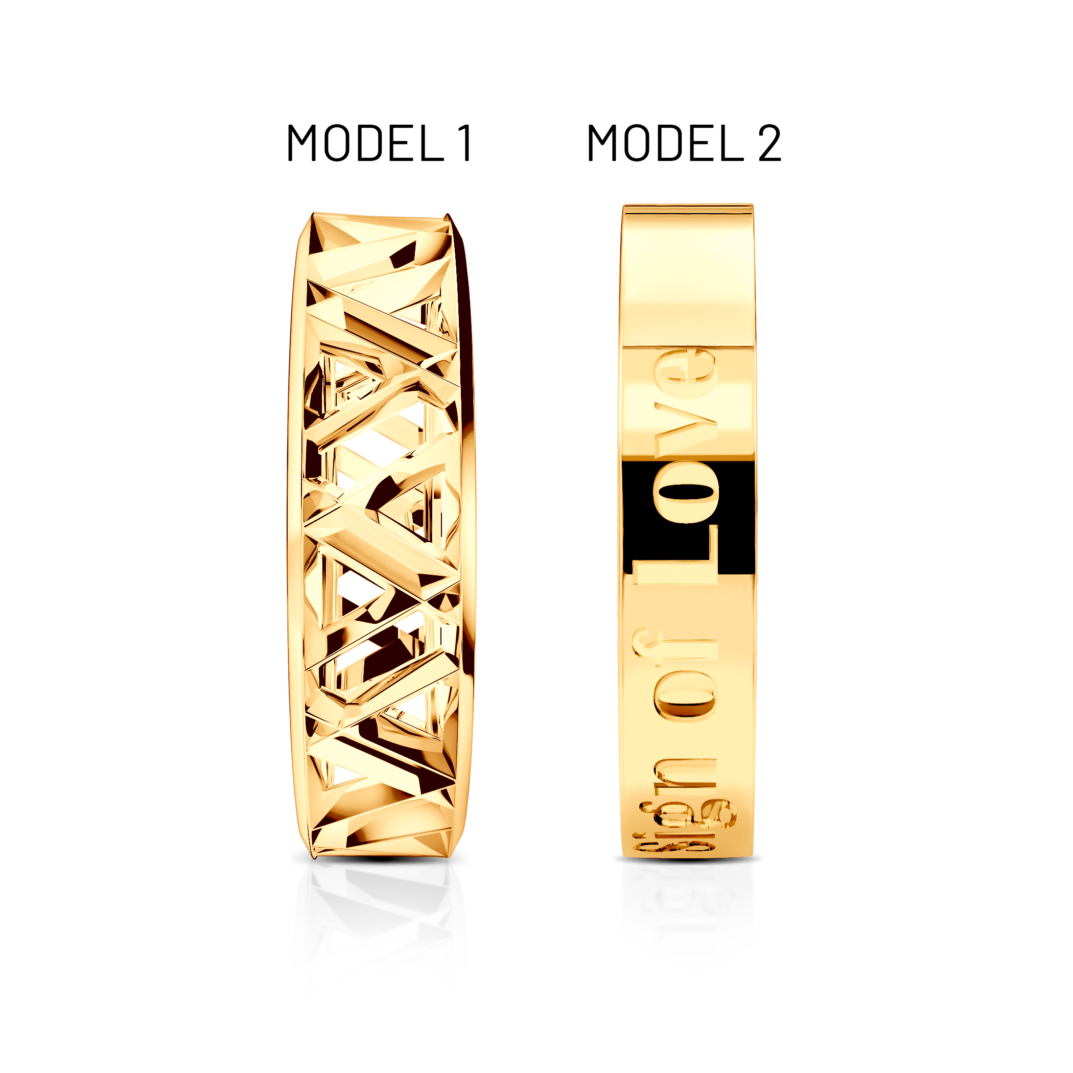 Obrączki partnerskie Sign of Love®: złote, płaska 5,5mm i płaska 4mm - 5