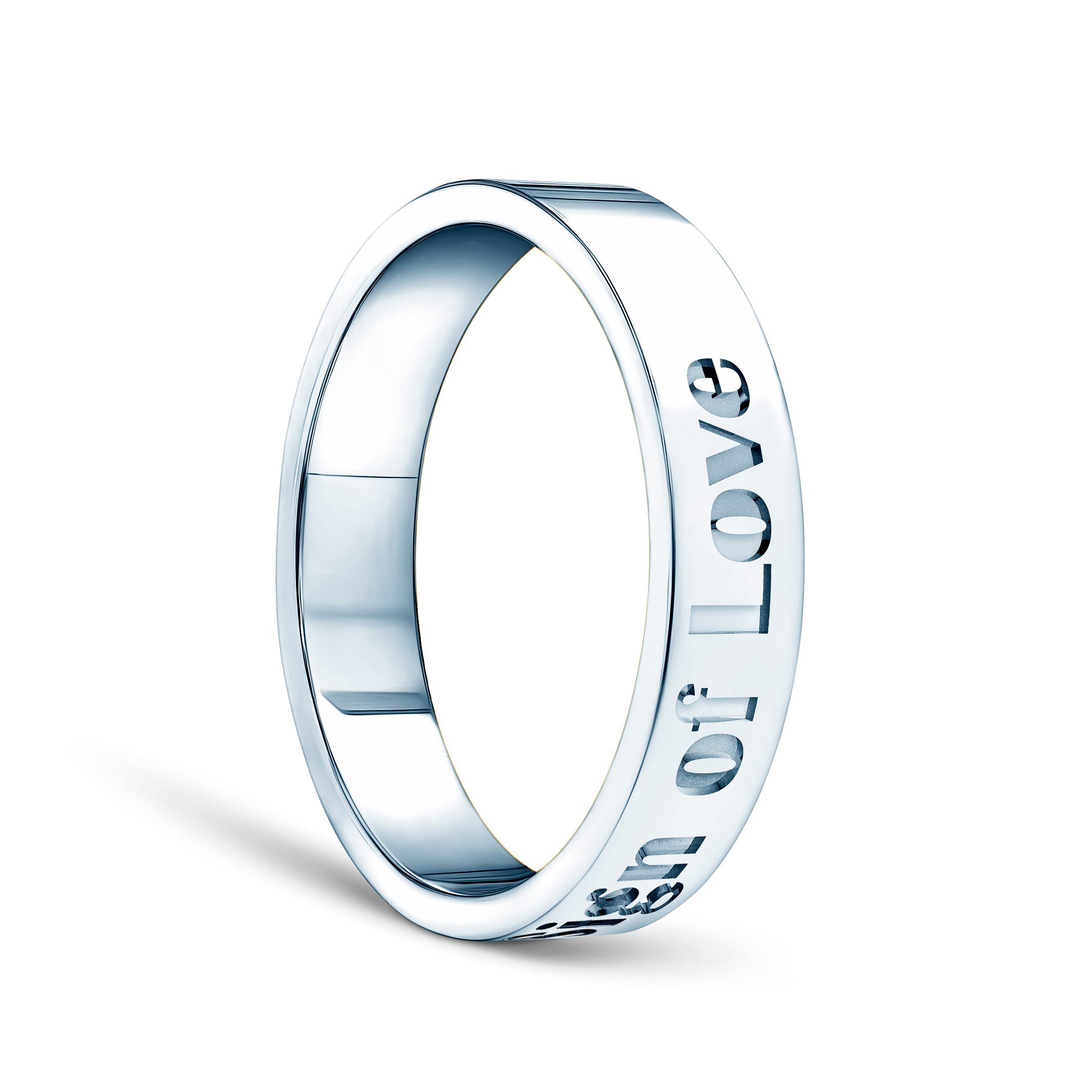 Partnerring Sign of Love®: Weißgold, flach, 4 mm