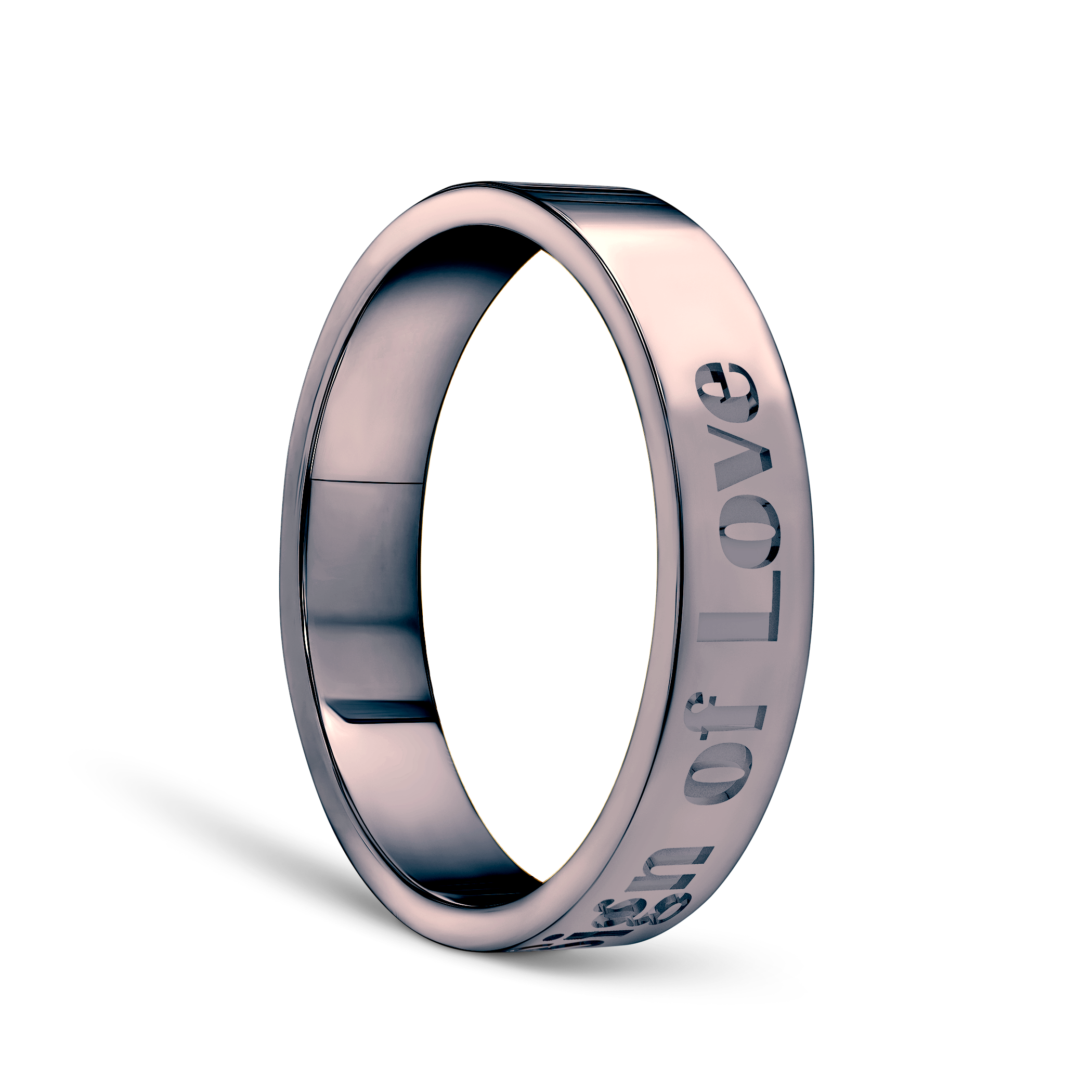 Partnerring Sign of Love®: schwarzes Gold, flach, 4 mm