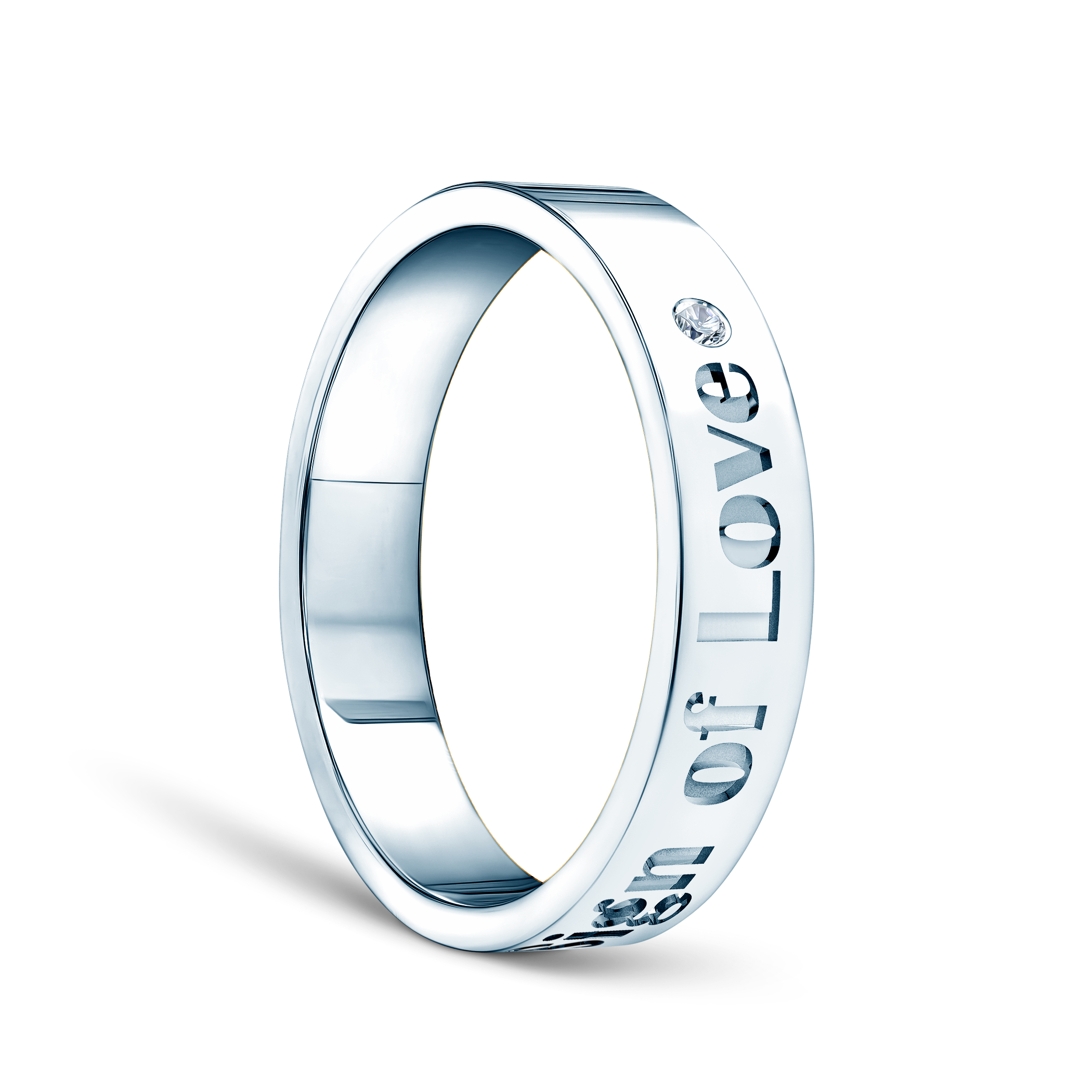 Partnerring Sign of Love®: Weißgold, Diamant, flach, 4 mm