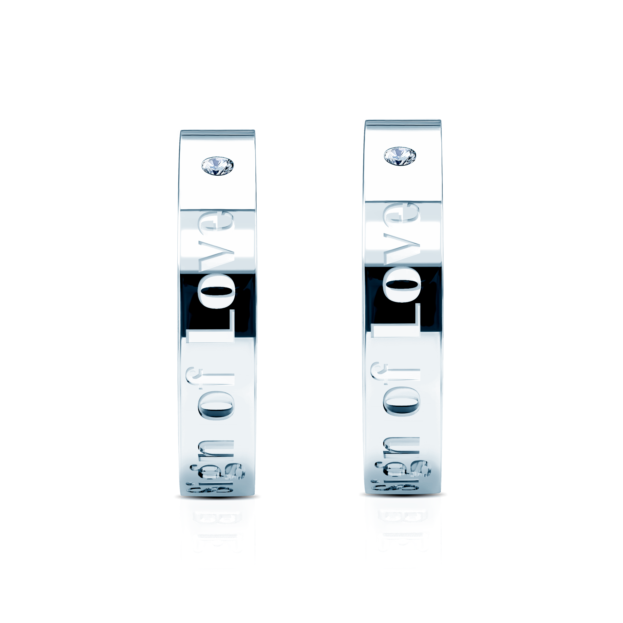 Obrączki partnerskie Sign of Love®: białe złoto, diamenty, płaskie 4mm