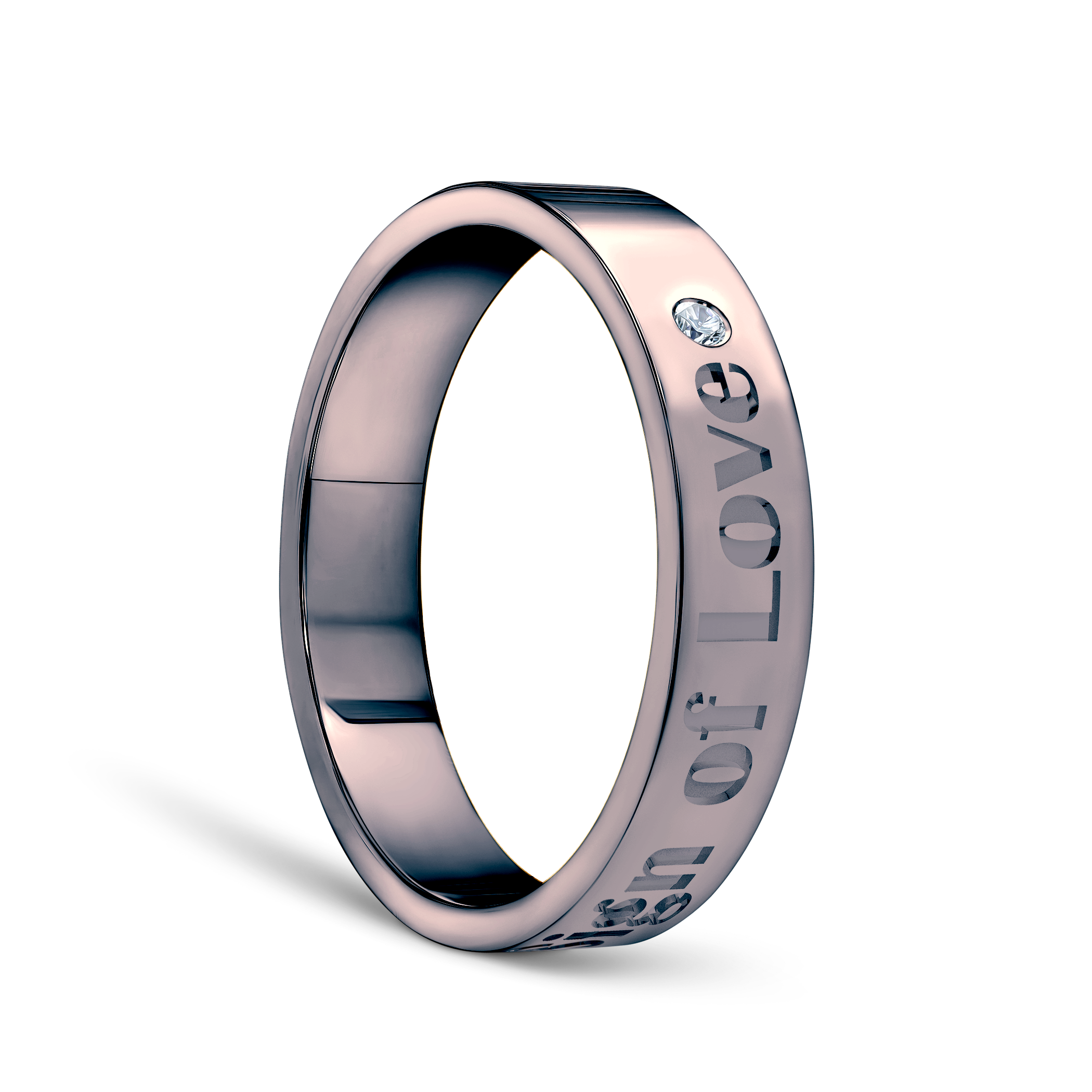 Partnerring Sign of Love®: schwarzes Gold, Diamant, flach, 4 mm