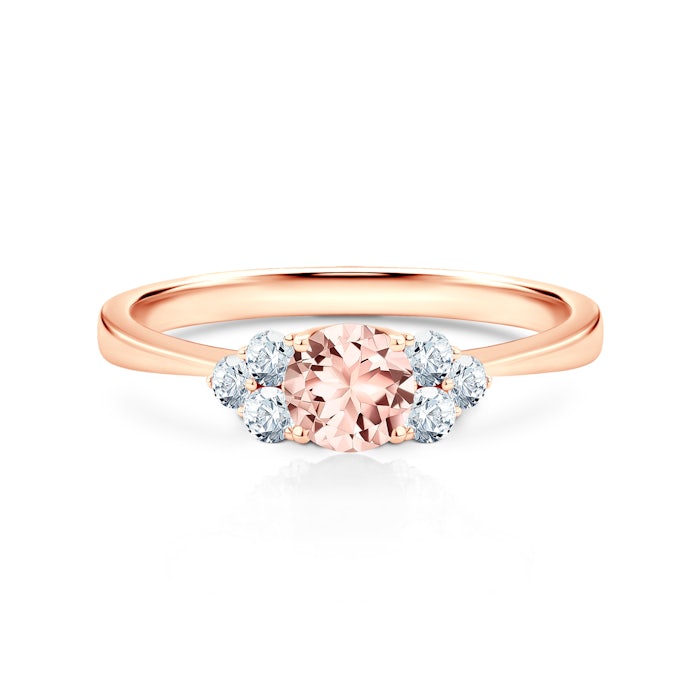 Zásnubní prsten Fairytale: růžové zlato, morganit, bílé safíry