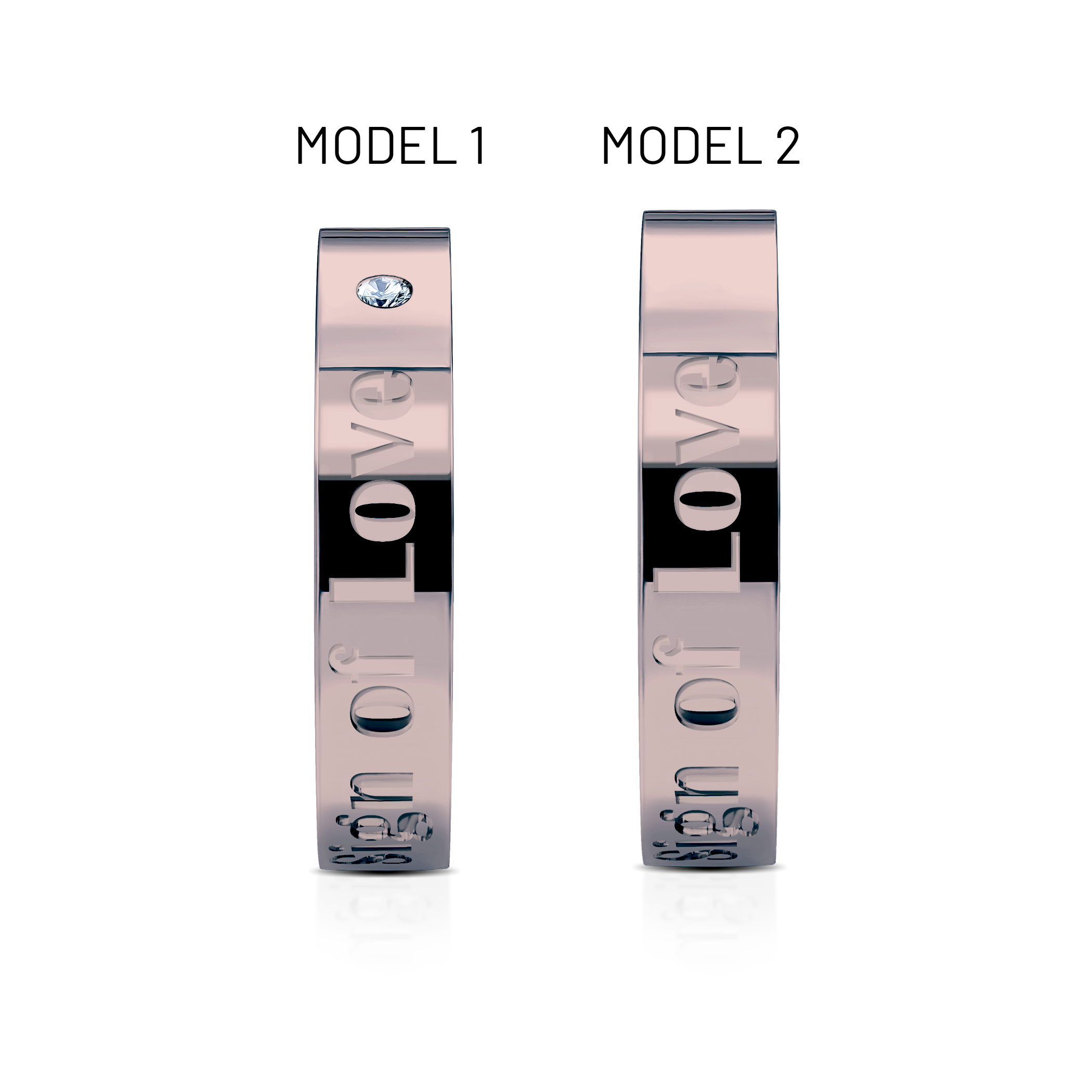 Obrączki partnerskie Sign of Love®: czarne złoto, diament, płaskie 4mm