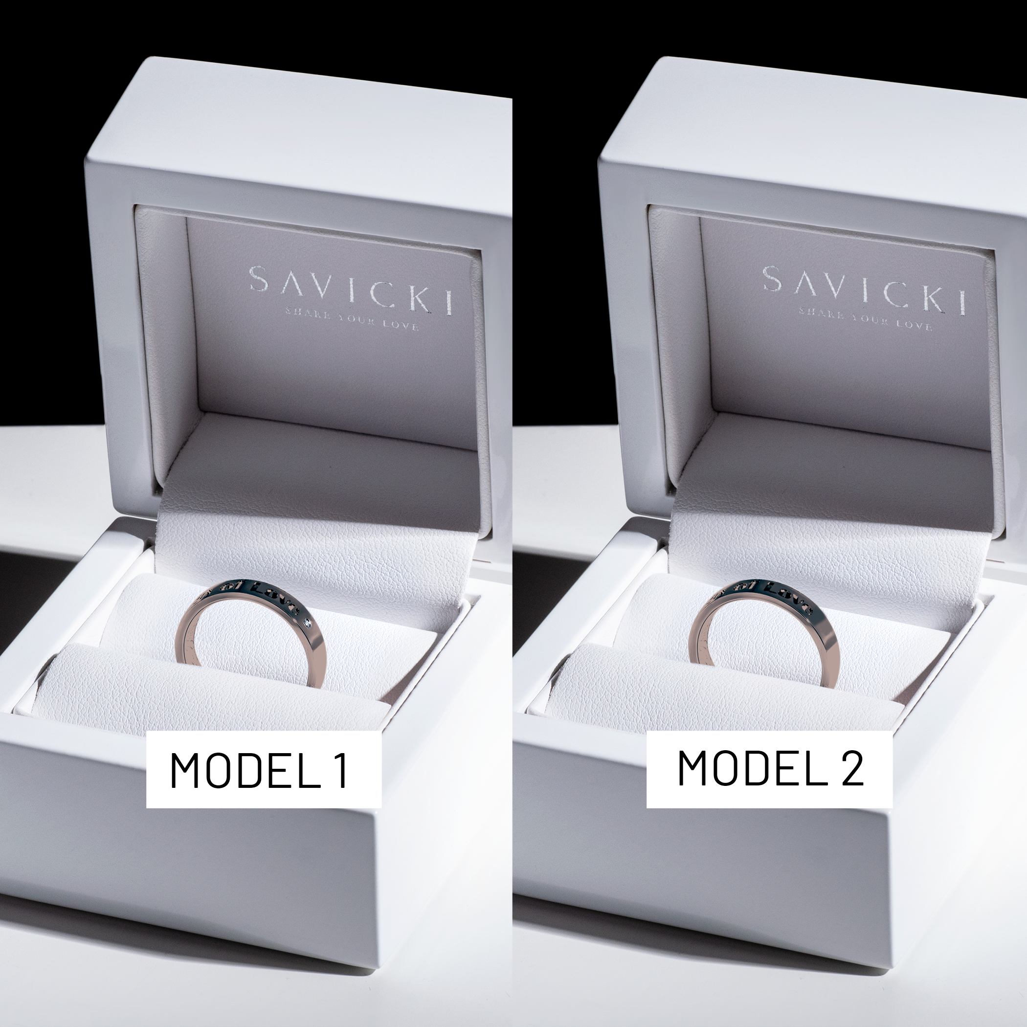 Obrączki partnerskie Sign of Love®: czarne złoto, diament, płaskie 4mm