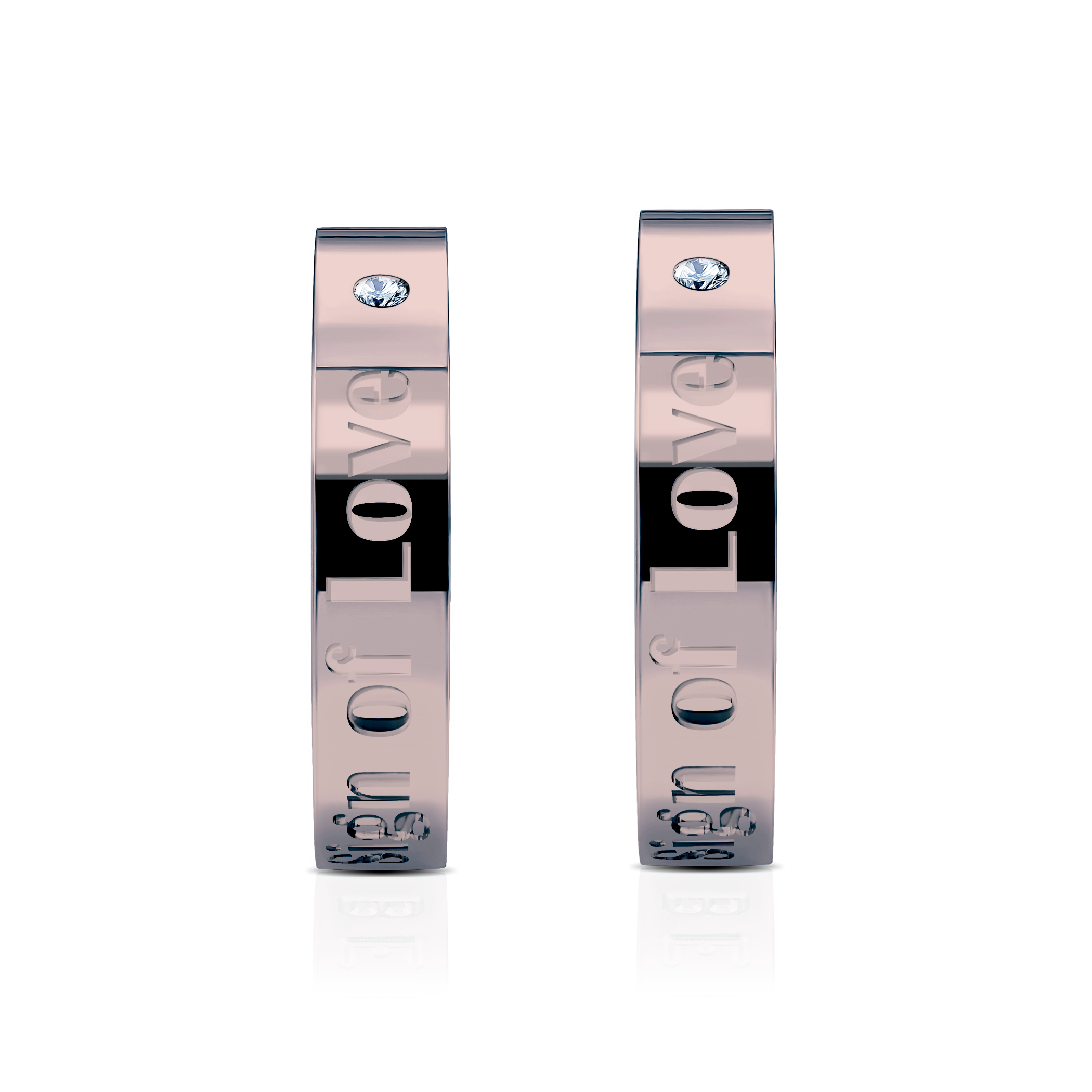 Obrączki partnerskie Sign of Love®: czarne złoto, diamenty, płaskie 4mm