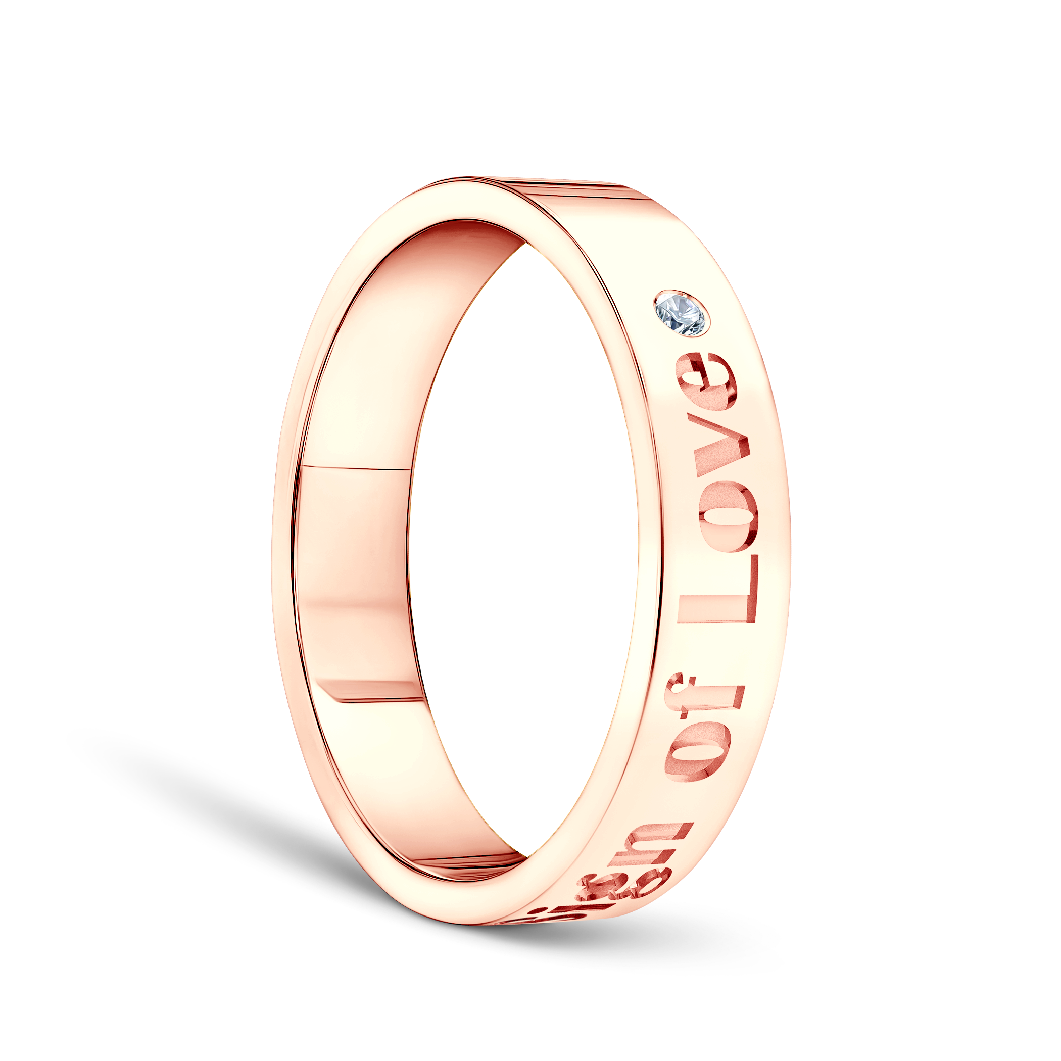Partnerring Sign of Love®: Roségold, Diamant, flach, 4 mm