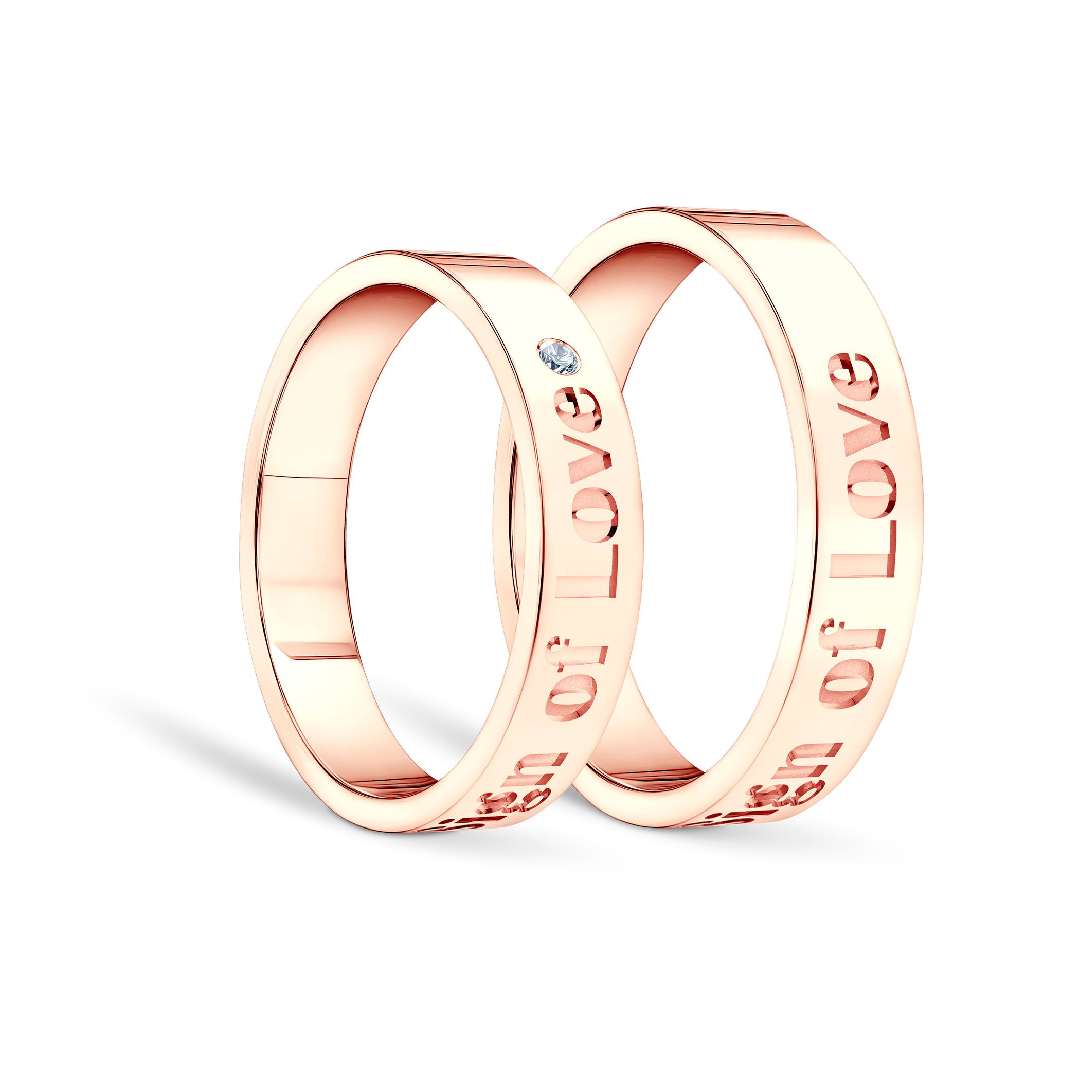 Partnerringe Sign of Love®: Roségold, Diamant, flach 4 mm