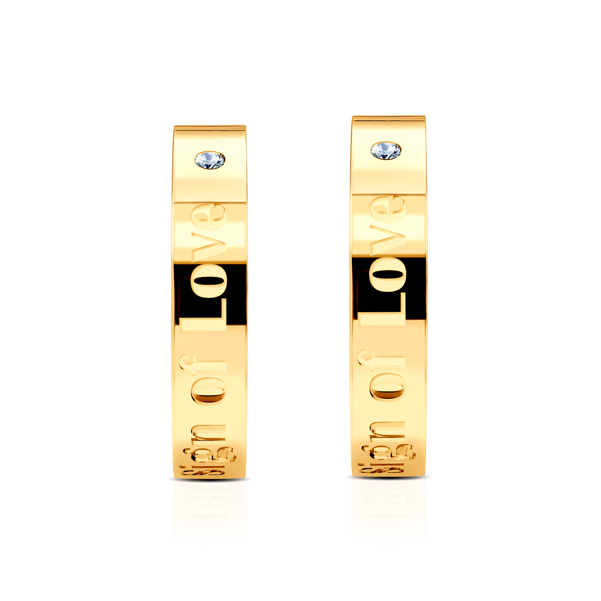 Obrączki partnerskie Sign of Love®: złote, diamenty, płaskie 4mm - 5