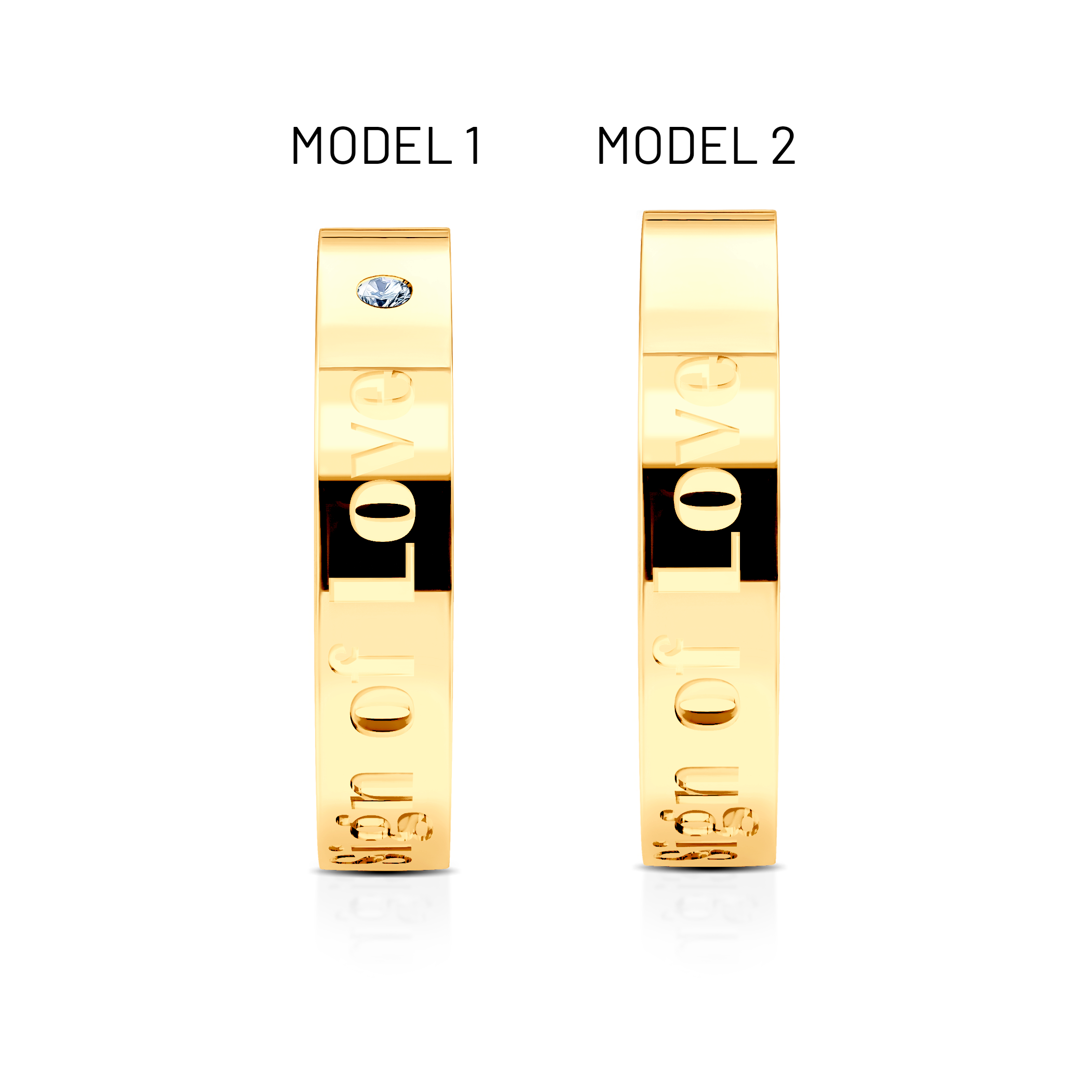 Obrączki partnerskie Sign of Love®: złote, diament, płaskie 4mm - 5