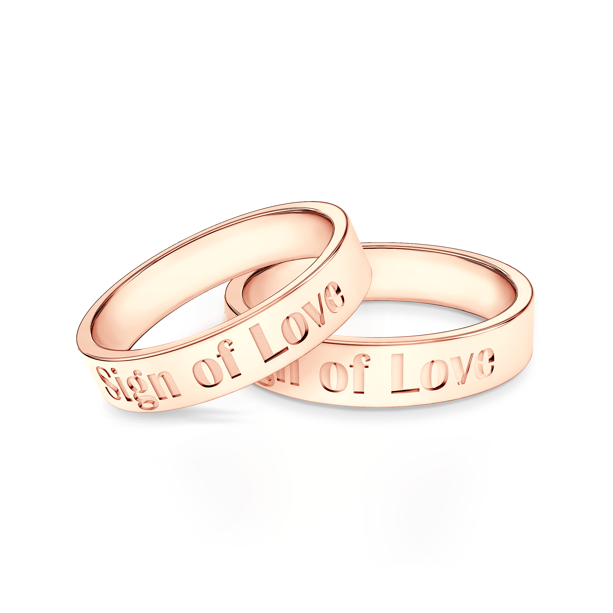 Partnerringe Sign of Love®: Roségold, flach 4 mm
