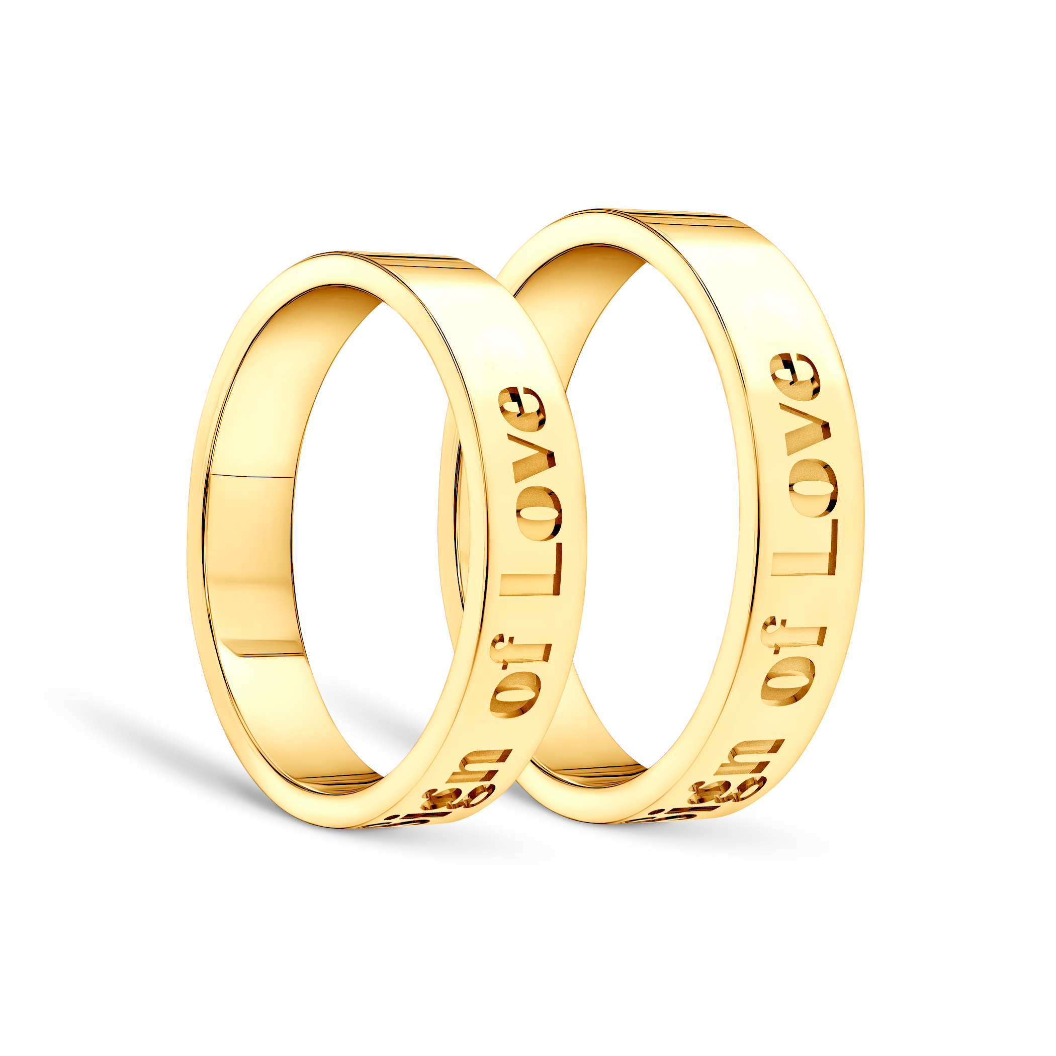 Obrączki partnerskie Sign of Love®: złote, płaskie 4mm
