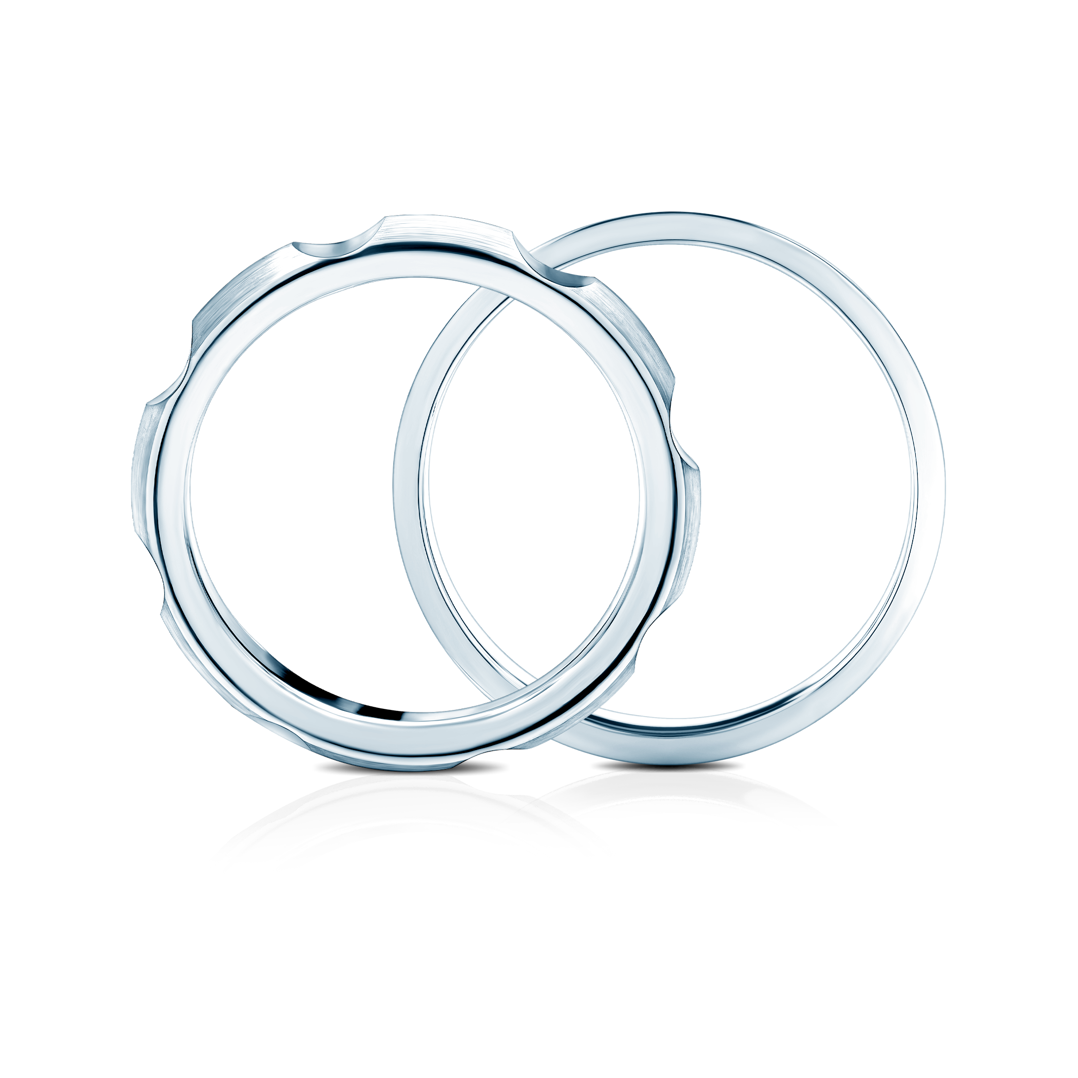 Obrączki partnerskie Sign of Love®: białe złoto, półokrągła 3,5mm i płaska 4mm