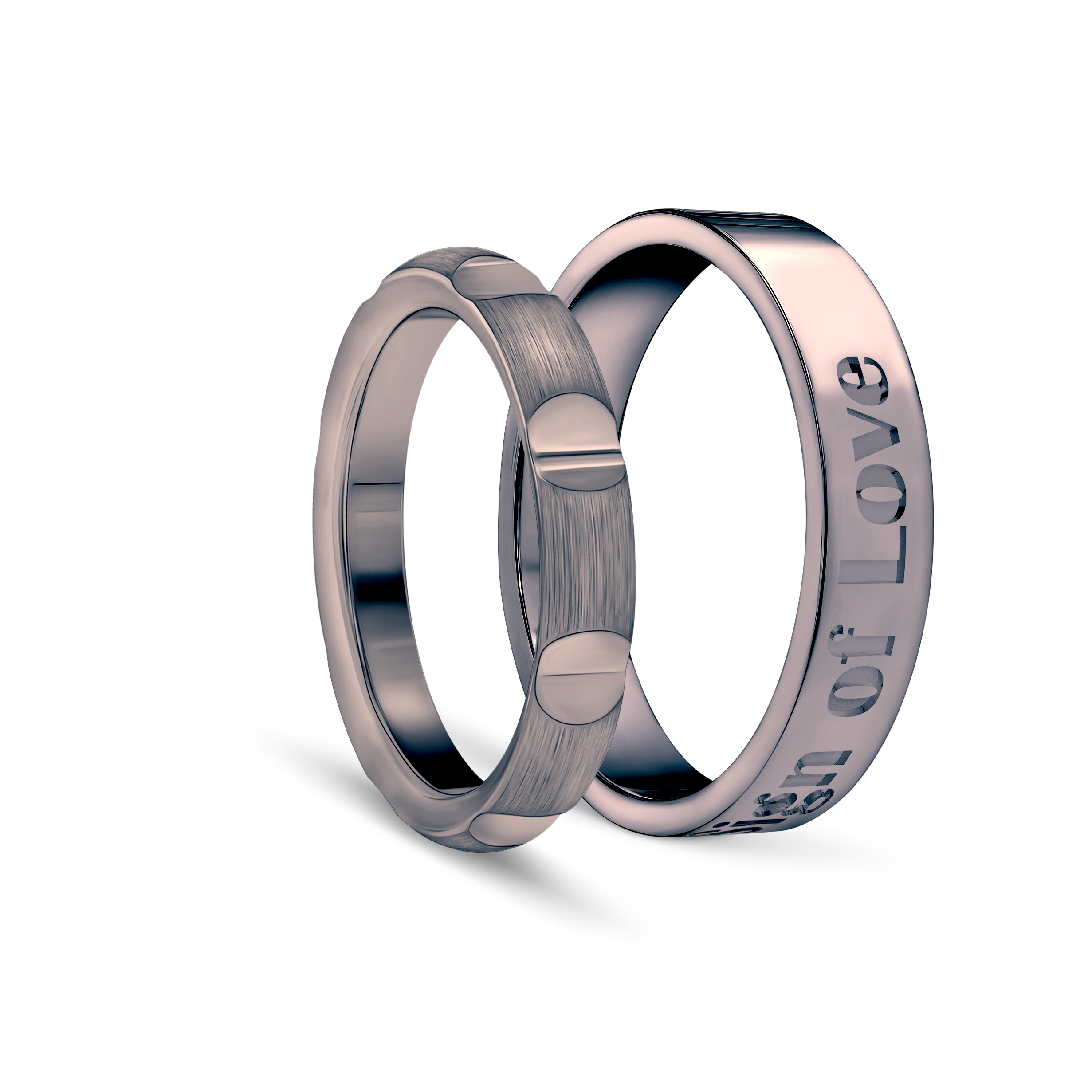 Obrączki partnerskie Sign of Love®: czarne złoto, półokrągła 3,5mm i płaska 4mm