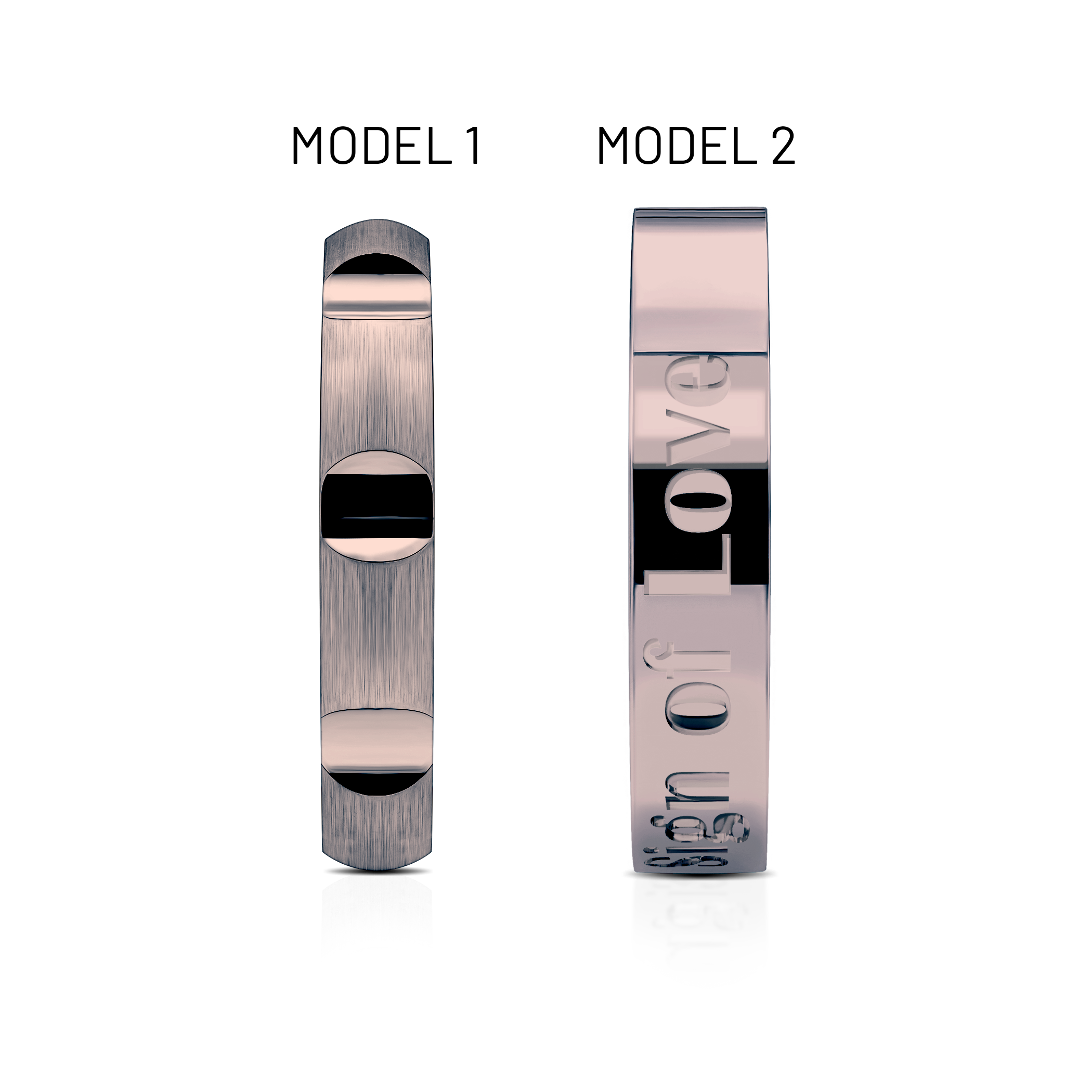 Obrączki partnerskie Sign of Love®: czarne złoto, półokrągła 3,5mm i płaska 4mm