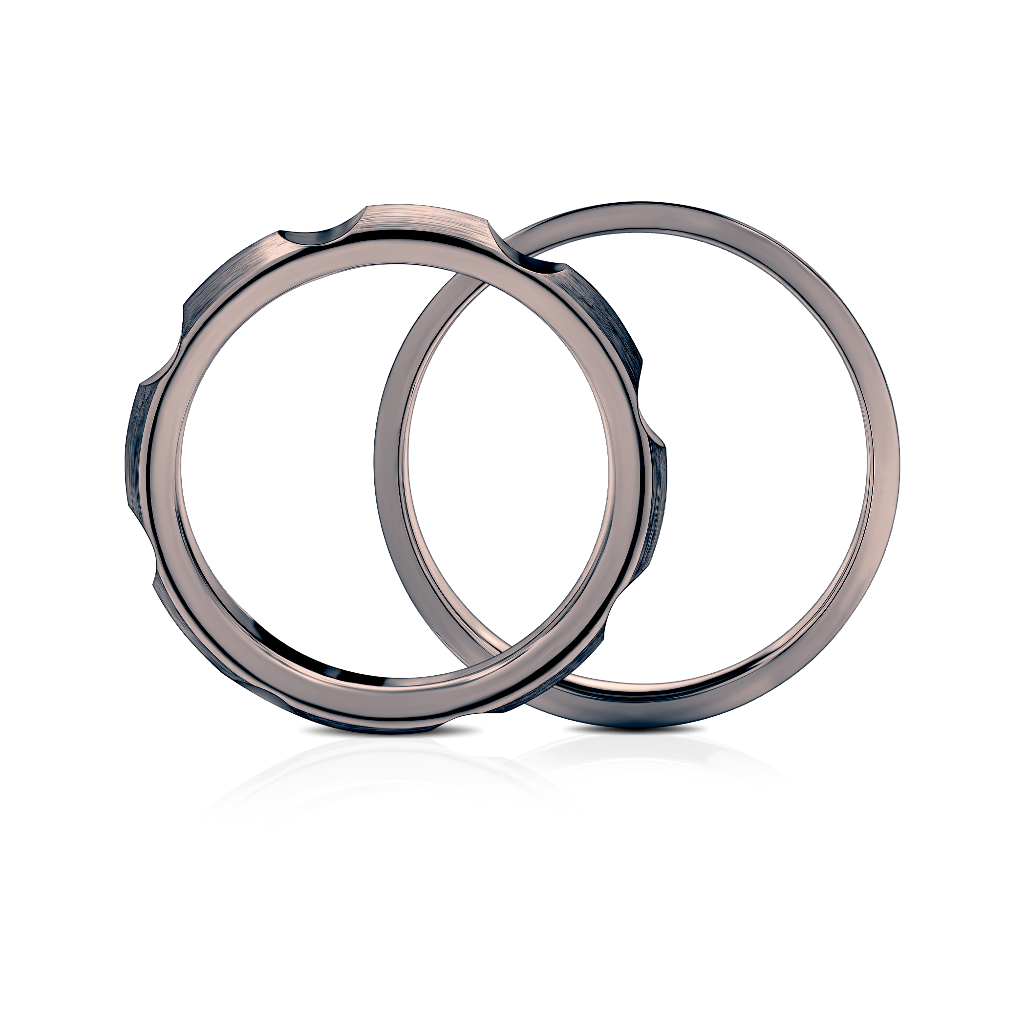 Partnerringe Sign of Love®: schwarzes Gold, Diamant, halbrund 3,5 mm und flach 4 mm