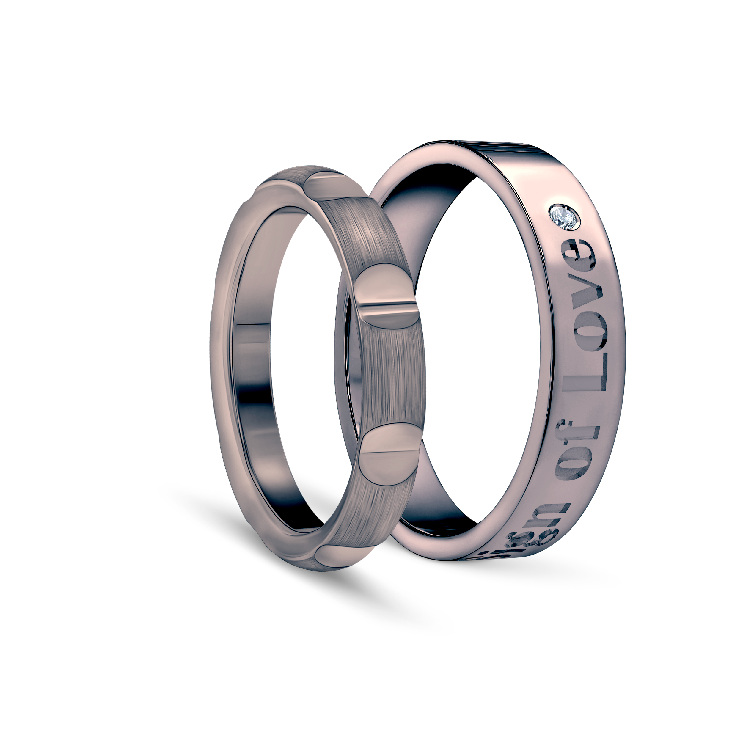 Partnerringe Sign of Love®: schwarzes Gold, Diamant, halbrund 3,5 mm und flach 4 mm