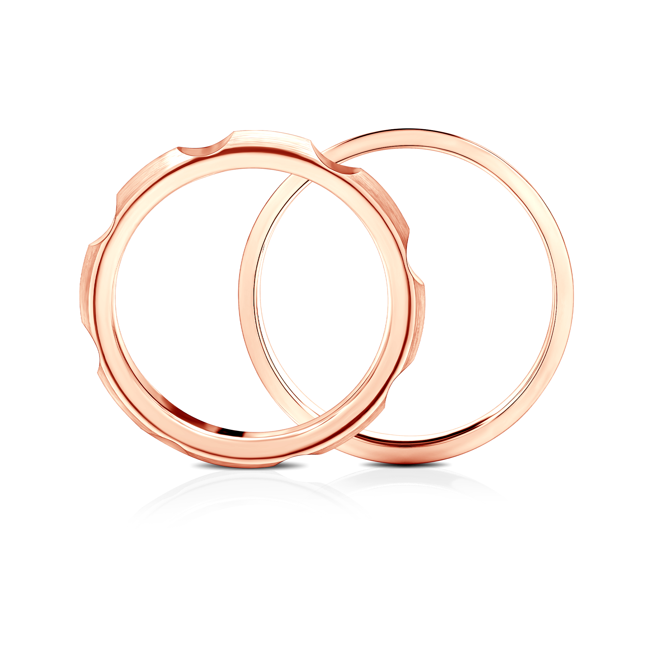 Obrączki partnerskie Sign of Love®: różowe złoto, półokrągła 3,5mm i płaska 4mm