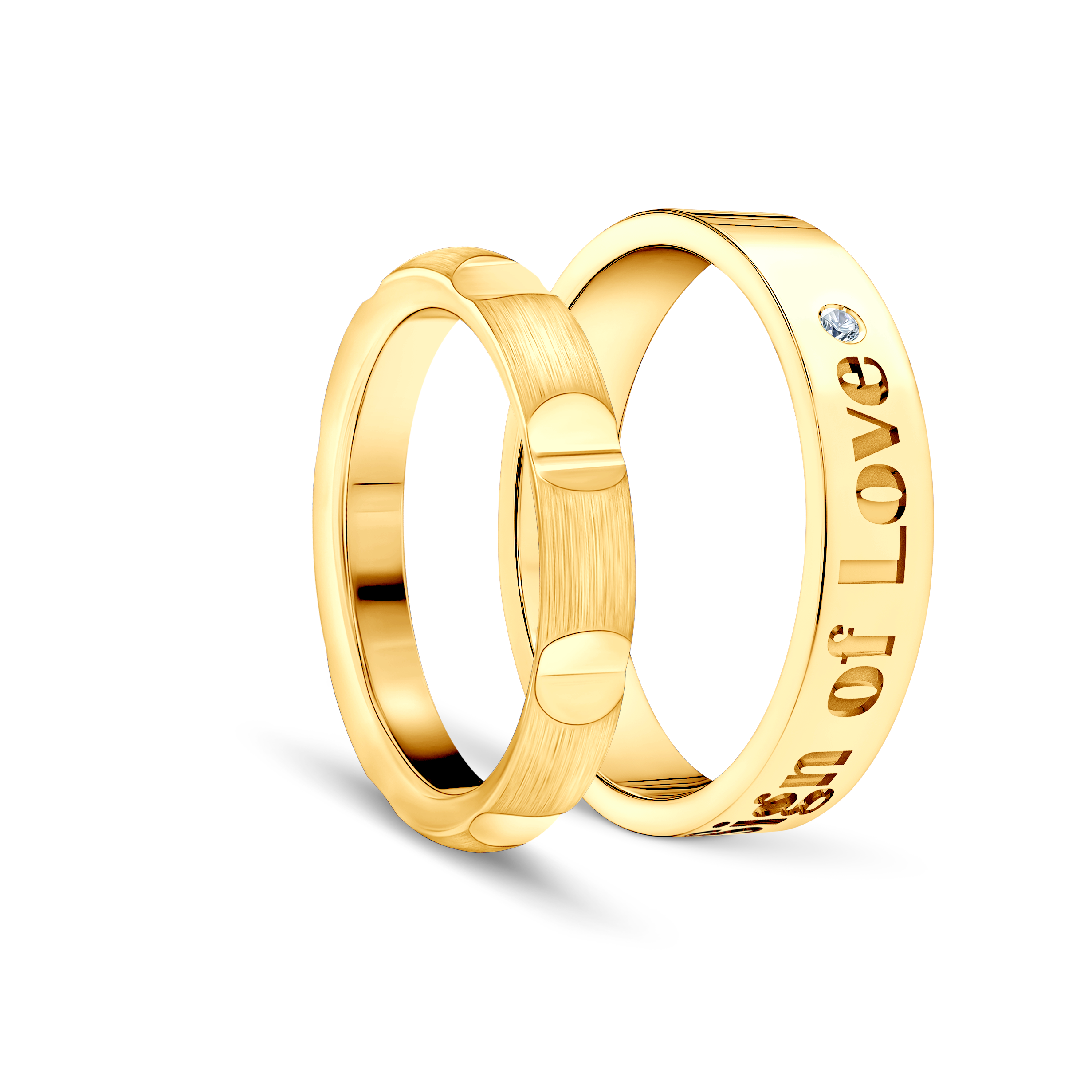 Partnerringe Sign of Love®: Gold, Diamant, halbrund 3,5 mm und flach 4 mm