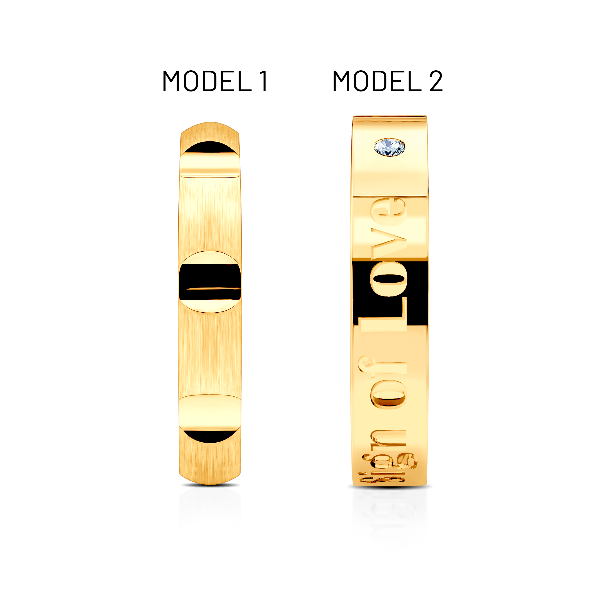 Partnerringe Sign of Love®: Gold, Diamant, halbrund 3,5 mm und flach 4 mm