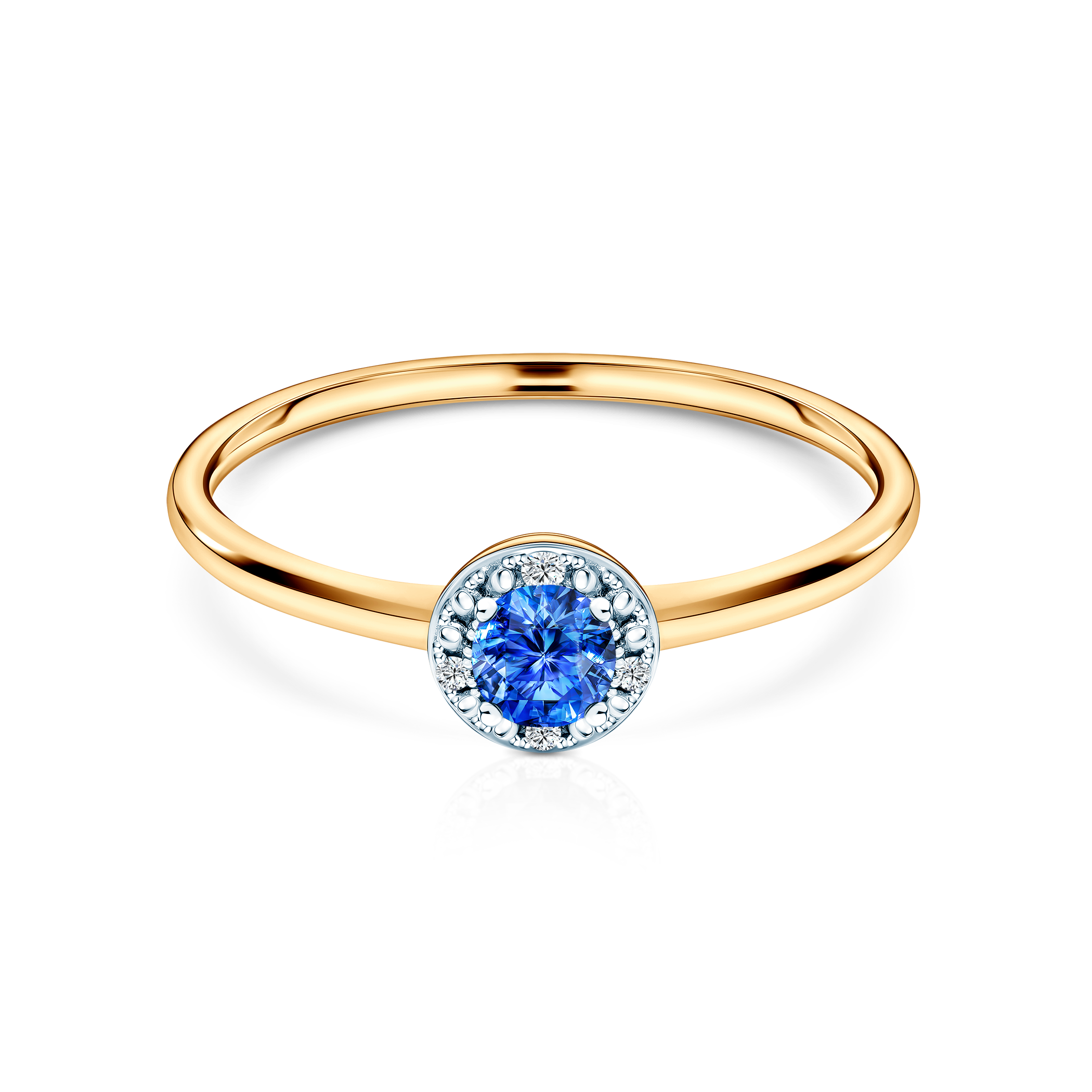 JEWELRY Ｙ Pierścionek zaręczynowy Savicki: złoty, niebieski szafir