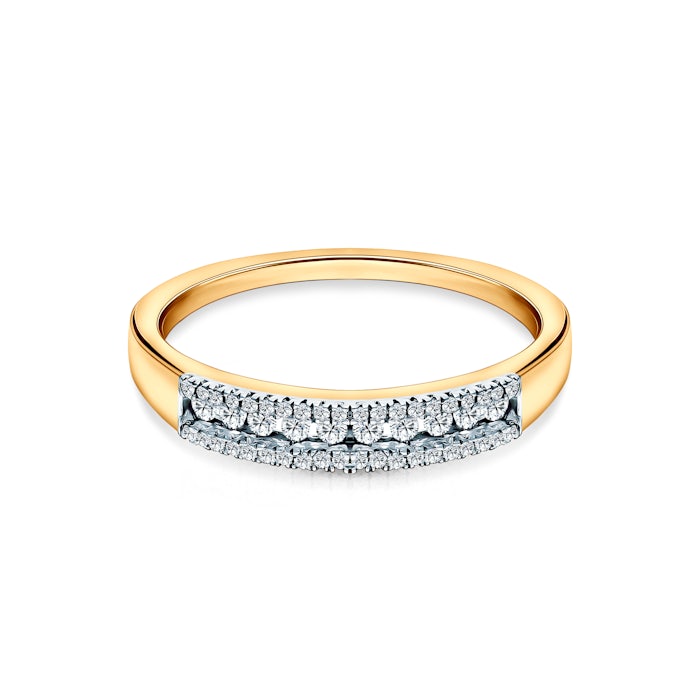 Pierścionek zaręczynowy SAVICKI: złoty, biały szafir, diament