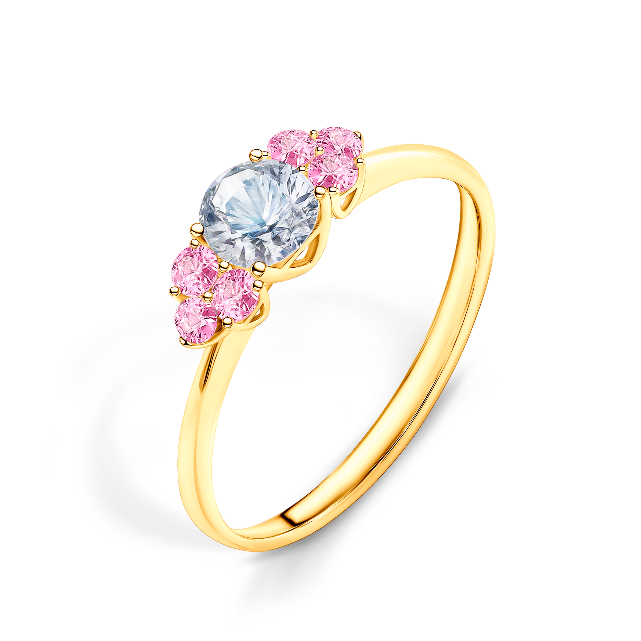 Verlobungsring Fairytale: Gold, Weißer Saphir - 4