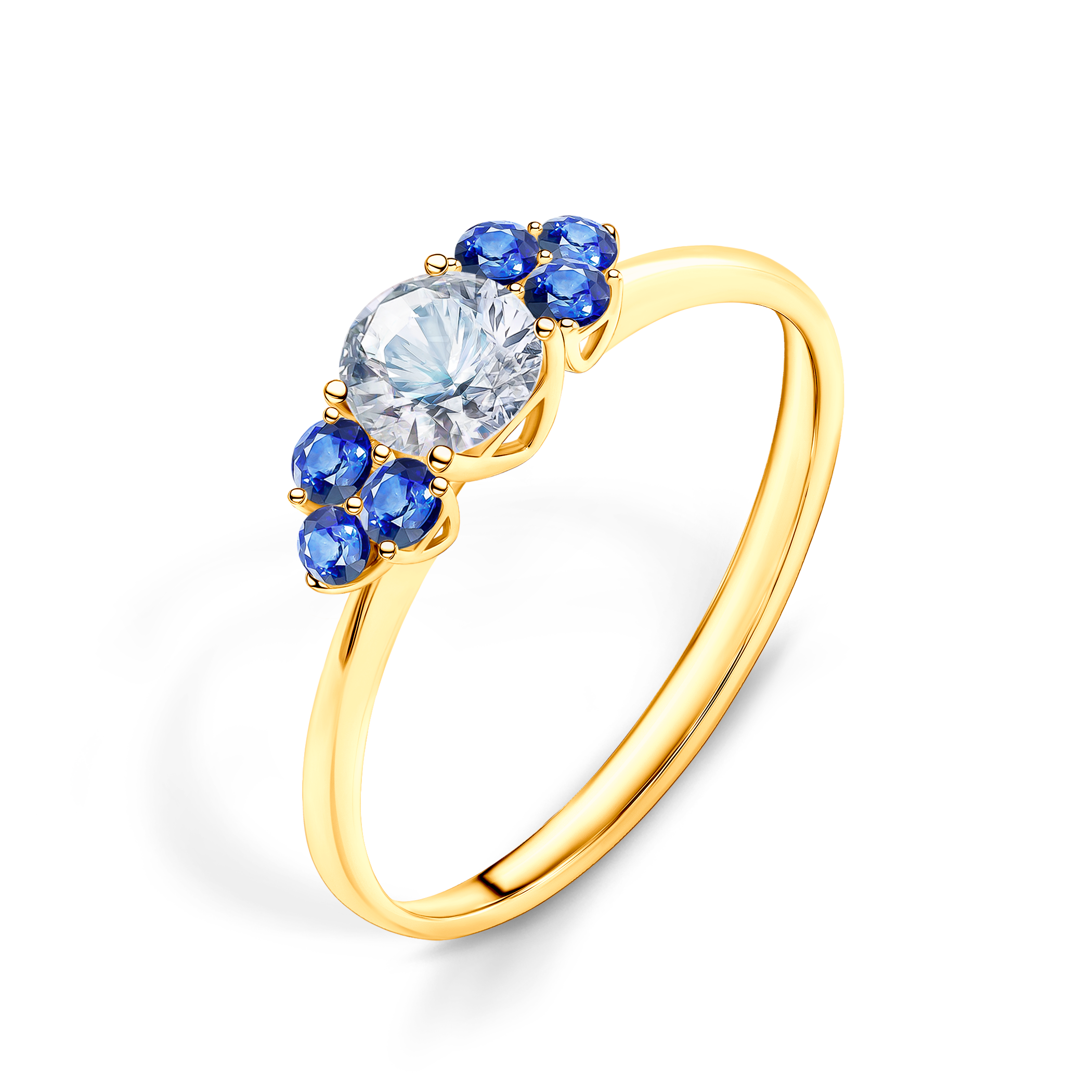 Pierścionek zaręczynowy Fairytale: złoty, biały szafir